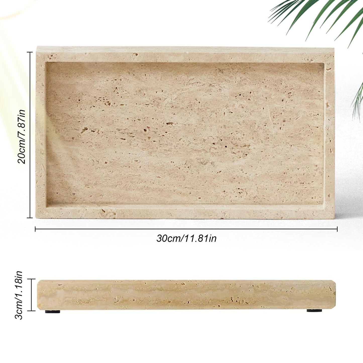 Natural Marble Tray, Stone Tray for Bedroom/Bathroom/Kitchen/Vanity Countertop, Jewelry Tray for Rings Earrings Necklace Bracelet Watch, Room Decor Aesthetic