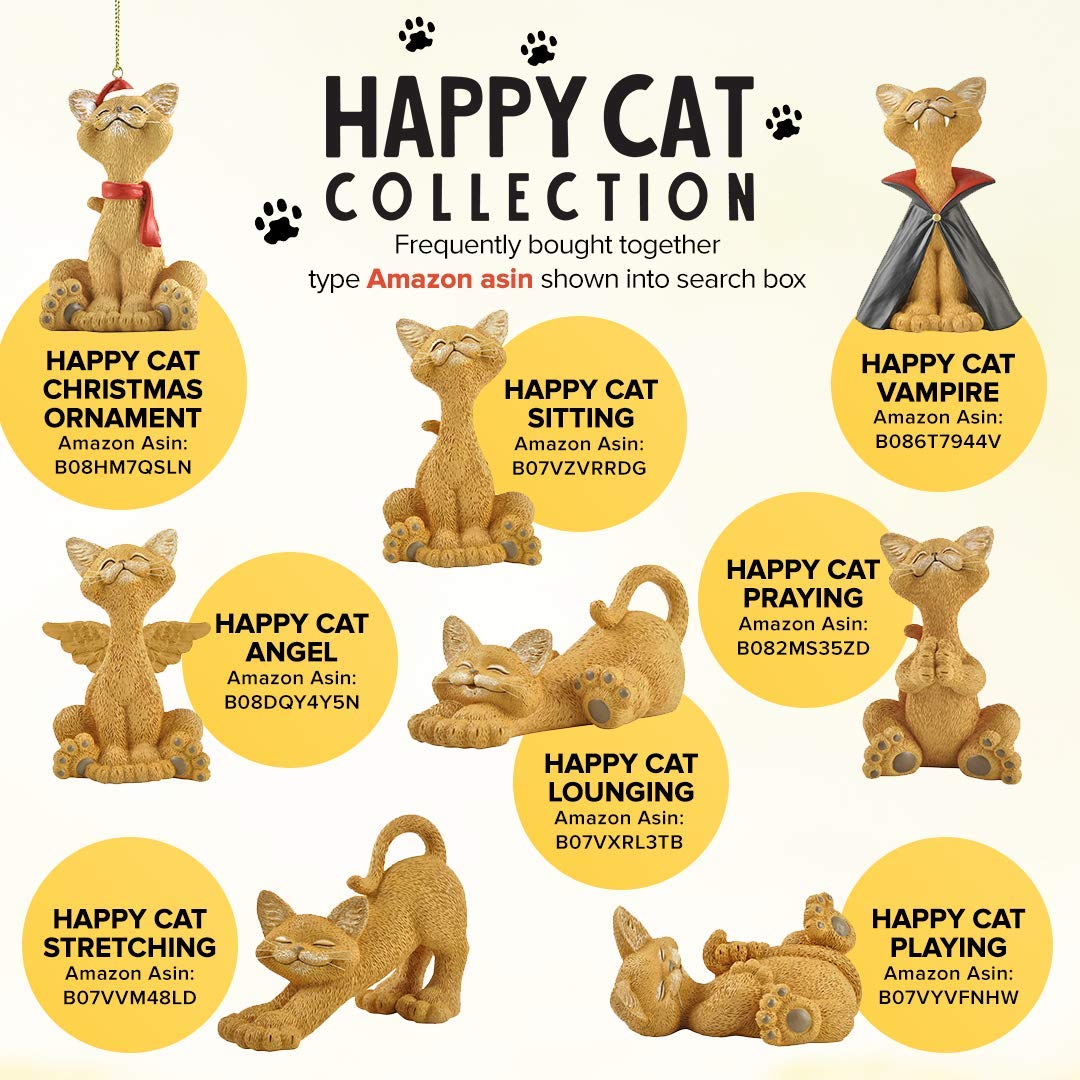 Stretching Orange Cat Figurine – 3 Inch Cute Cat Statue, Yoga Cat Decor for Home, Desk or Shelf, Rustic Cabin Style Animal Figurine Gift for Cat Lovers