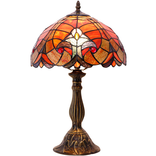 WERFACTORY Tiffany Lamp Red Liaison Stained Glass Table Bedside Lamp