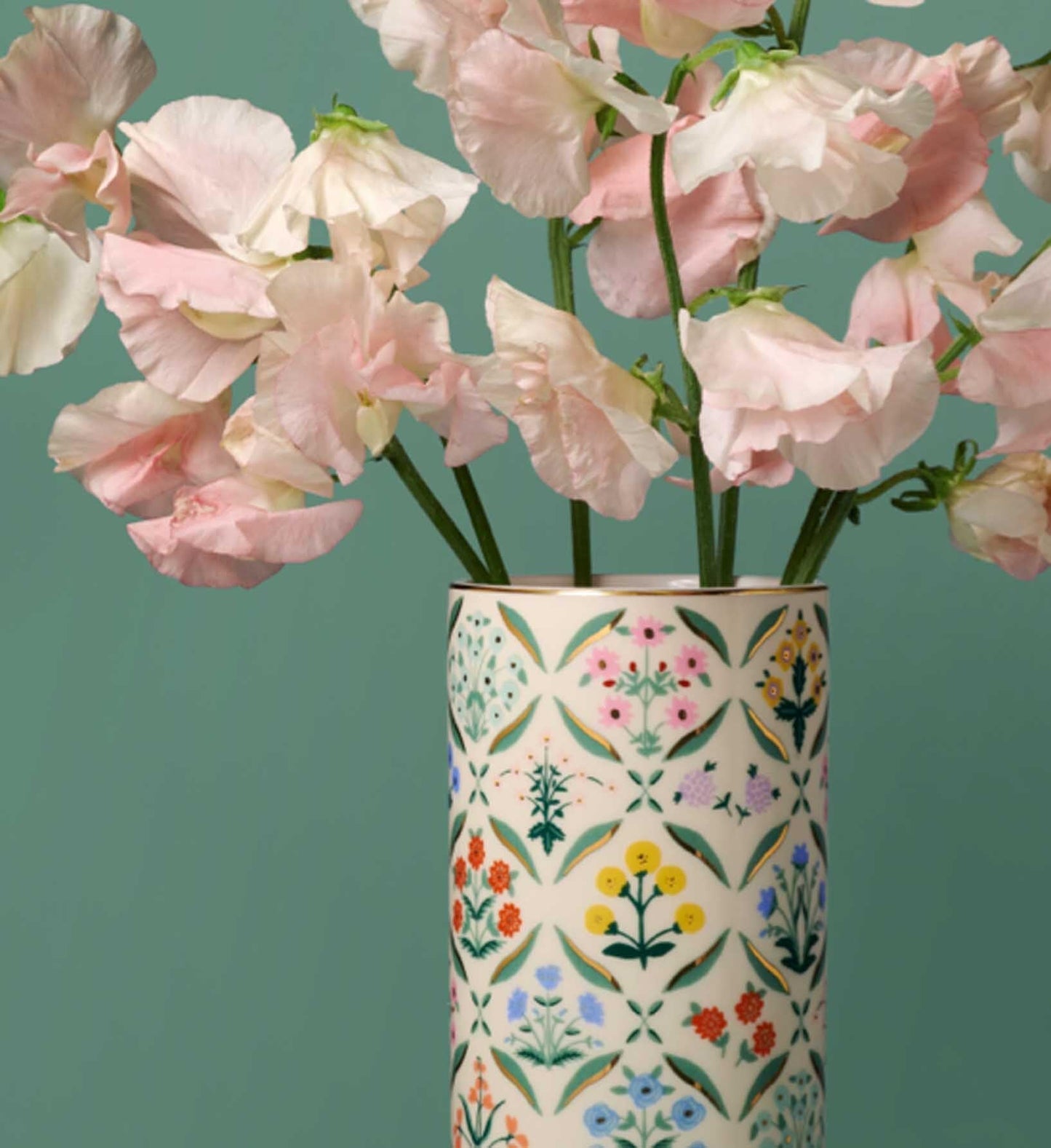 RIFLE PAPER CO. Estee Porcelain Vase for Room and Home decor, Brighten Up a Living Room, Kitchen Table, or Farmhouse, Large Vase for Tabletop Centerpieces or Bookshelves