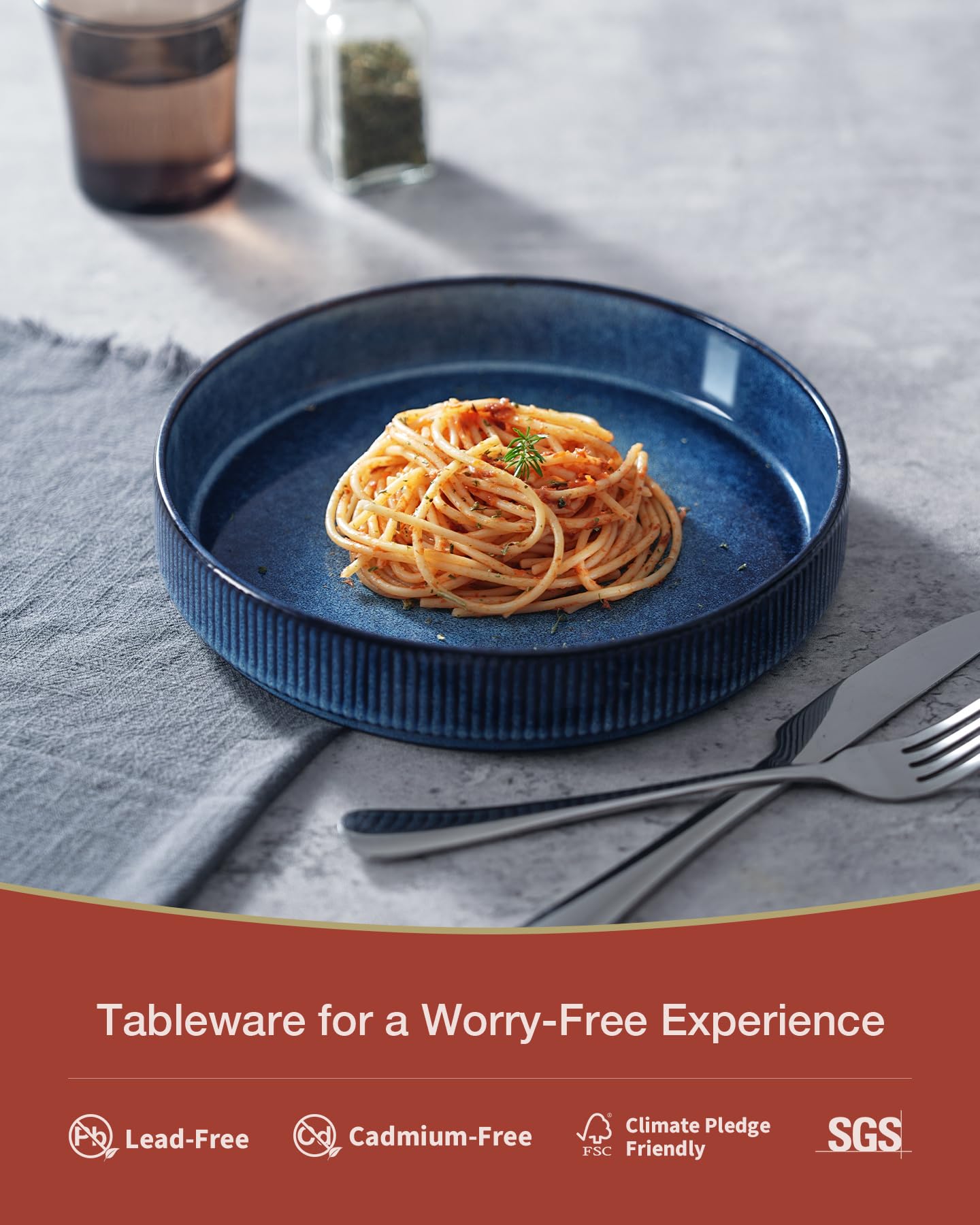 famiware Star 7.5" Pasta Bowls Set, Salad Bowl Set of 4, Double Reactive Glaze, Stackable, Ideal for Your Friend for Housewarming, Festivals, Nebulas Blue