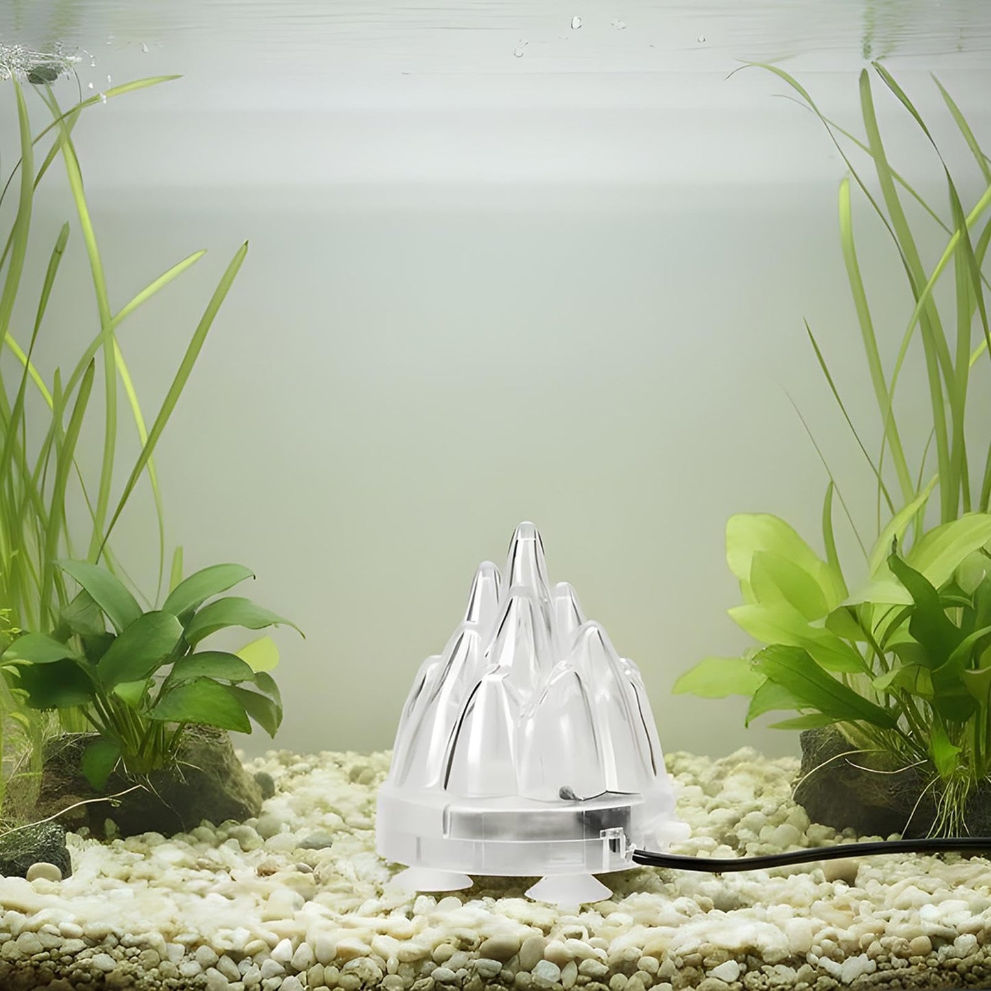 Aquarium Volcano Decoration - LED Light Sculpture, Bubble Rock Air Stone Design | Volcanic Style Tank Ornament For Oxygen Effect Fish Environment, Decorative Piece For Saltwater Freshwater Turtle Bowl