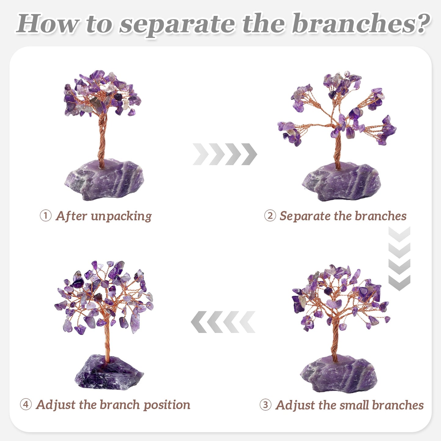 YATOJUZI Natural Clear Quartz Crystal Tree Office Desk Decor Cubicle Decorations Meditation Accessories Money Fengshui Trees of Life Gifts for Women 3.93"-4.52"