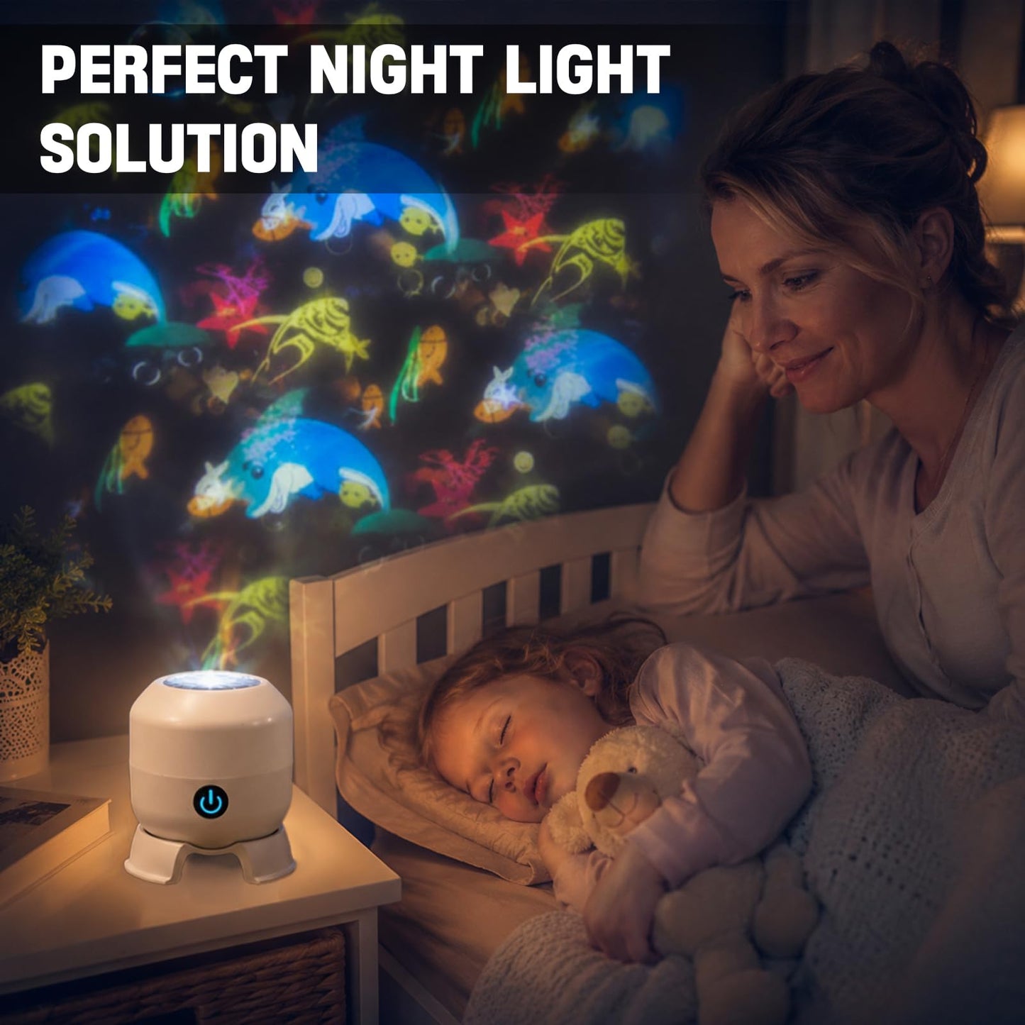 Dynamic Rotating LED Projector Light, 360° Rotating Ocean Wave Night Projection Night Light, Rechargeable Ocean Wave Projector, Multi-Angle Projection Base for Bedroom, Home Theater (Ocean)