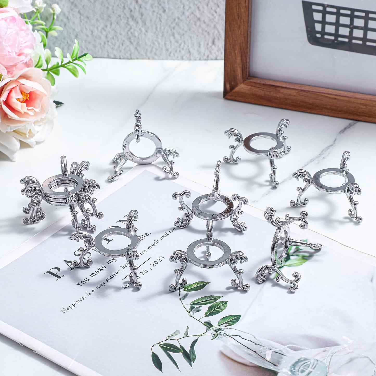 20 Pcs Silver Crystal Ball Stand for Displaying Crystal Glass and Natural Rocks, Sphere Display Holder, for Displaying 40-80mm Sphere Crystals Globe Balls Decorative Rock Stone Egg, Easter Egg Display Stand for Party