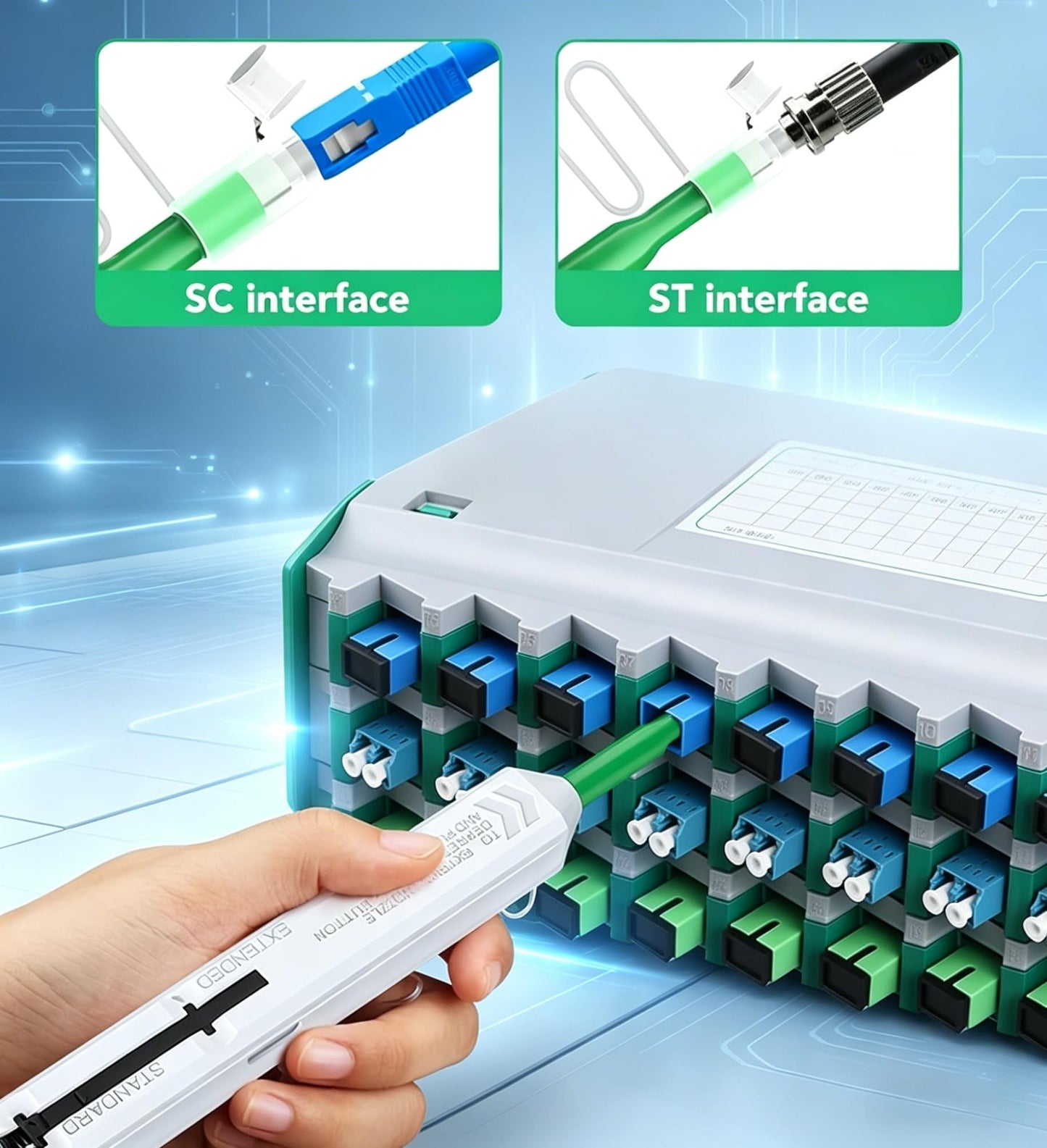 Fiber Optic Pen Cleaner for SC/ST/FC, 2.50mm UPC/APC Ferrule Cleaner,One-Push Fiber Optic Cleaning Tool with Extendable Probe (2.38” to 3.63”), 800+ Cleans per Unit, Anti-Static - 5 Pack