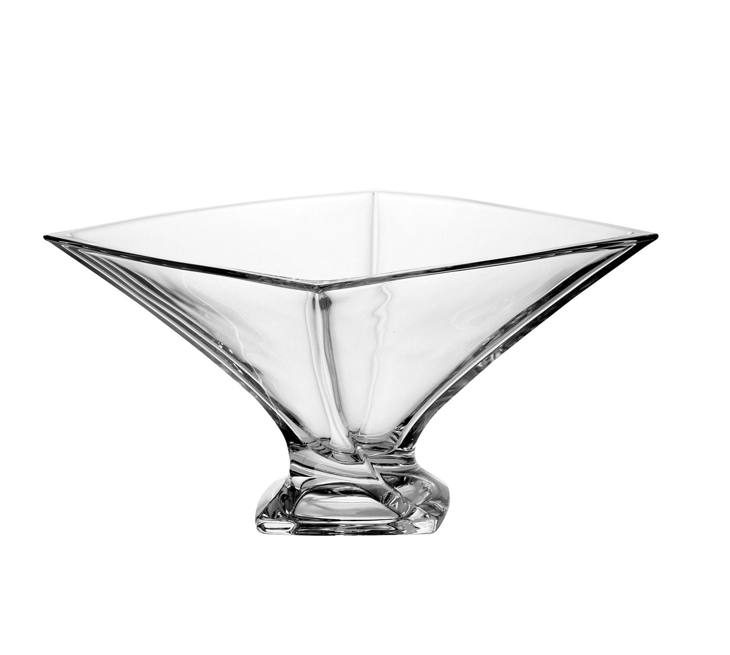 Barski - European Quality Glass - Crystal - Crystalline - Square Footed Bowl - 9. 5" Diameter - Made in Europe