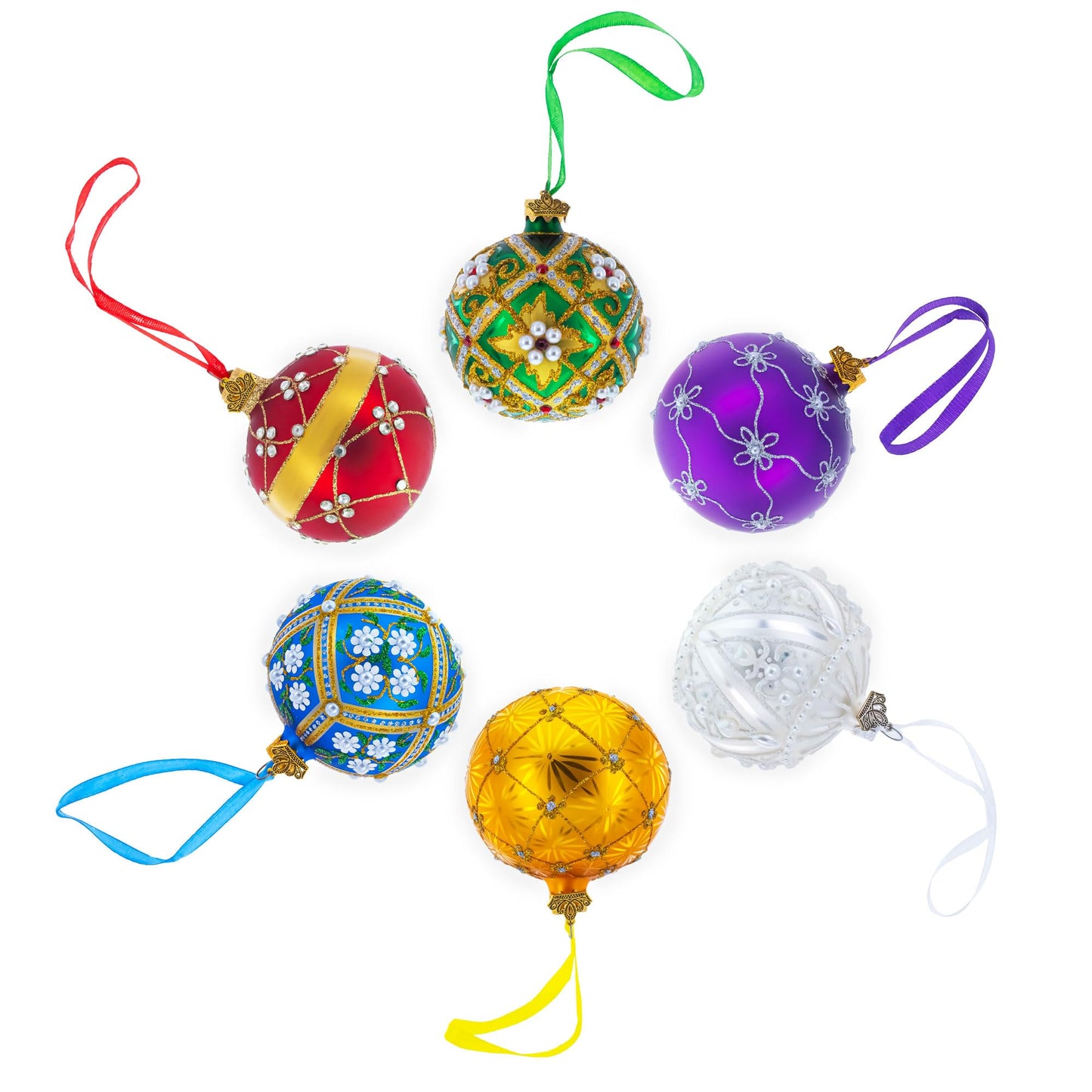 Red and Crystal Droplets Festive Glass Ball Christmas Ornament 3.25 Inches