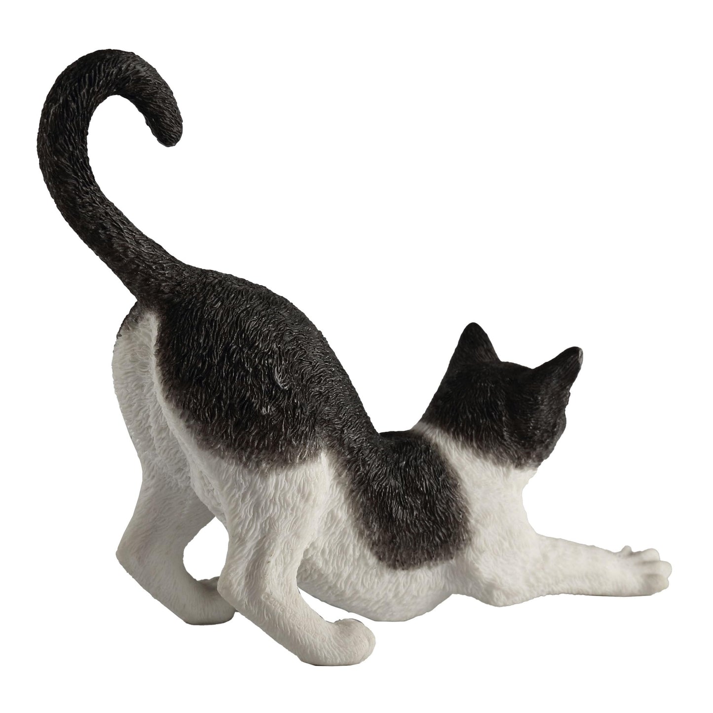 Veronese Design 4 7/8 Inch Black and White Cat Stretching Resin Hand Painted Figurine