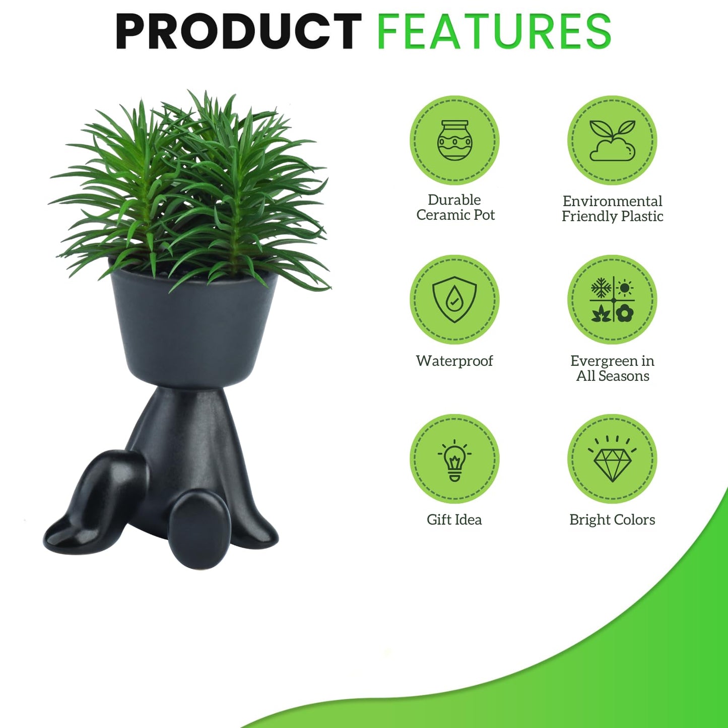 TOPSV Faux Plants Indoor Decor, Artificial Succulents in Pots Small Artificial Plants in Ceramic Pots for Home and Kitchen Decor (Backward Arm Support)
