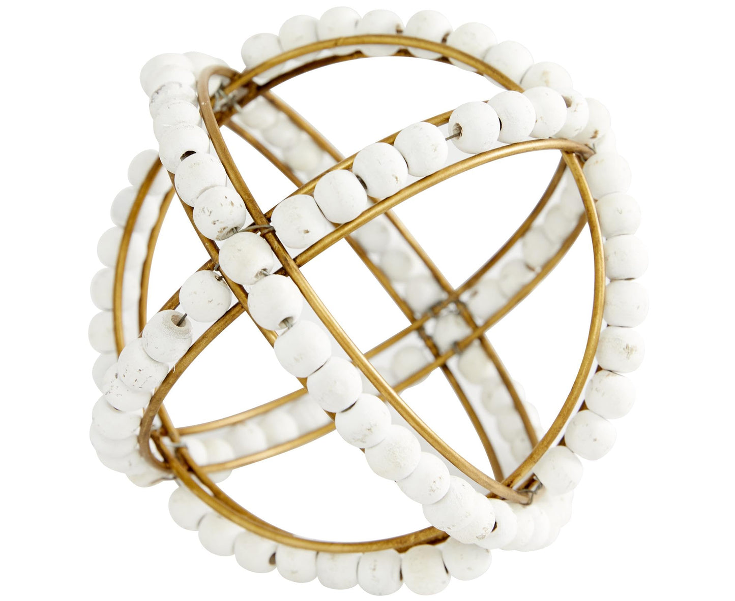 Deco 79 Metal Geometric Handmade Decorative Sculpture Beaded Home Decor Statues, Set of 2 Accent Figurines 7", 5"H, White