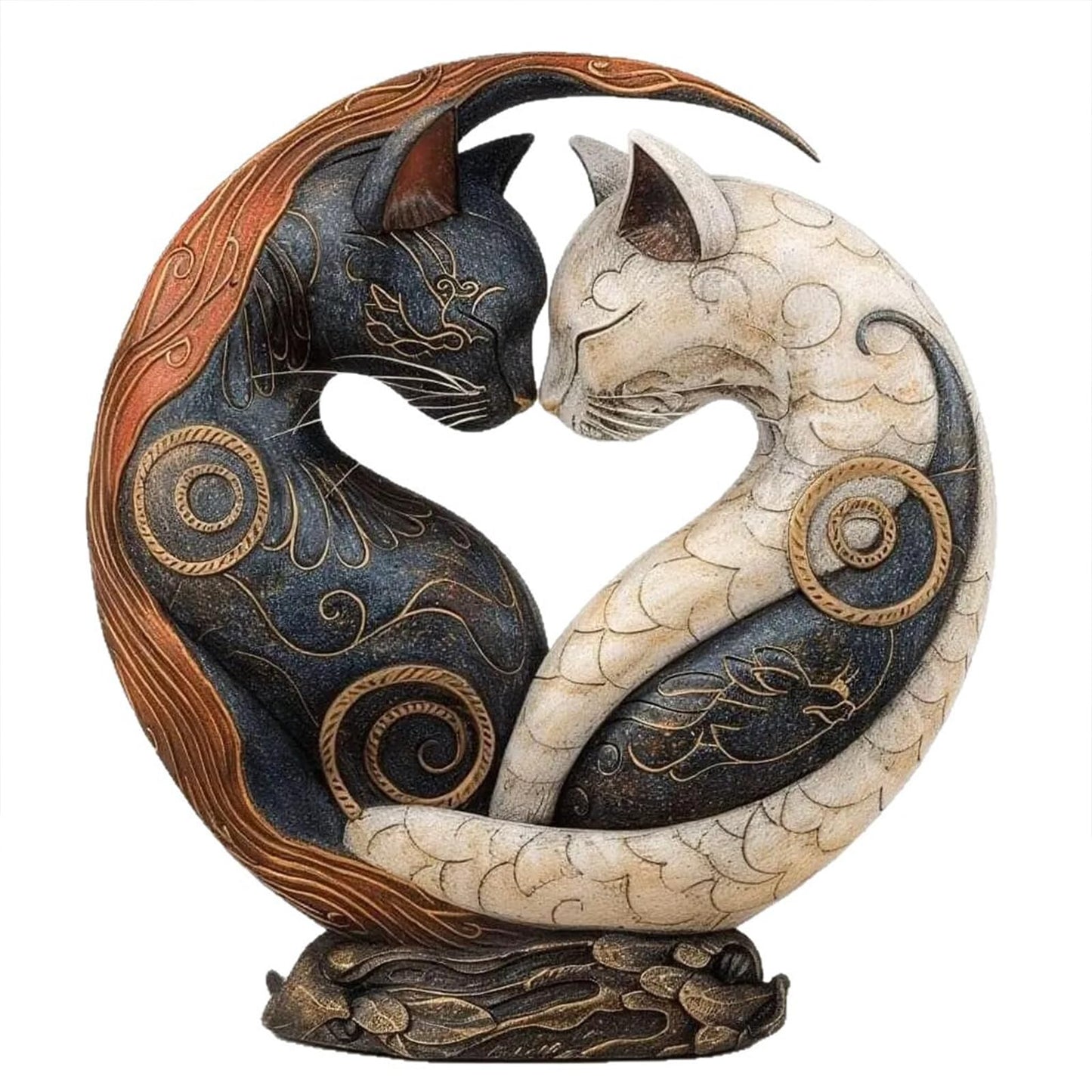 JNMYHM Black and White Cat Yin Yang Art Desk Decors for Home Office Decoration, Unique Resin Statue Desktop Decoration, Gifts for Women Men Cats Lover
