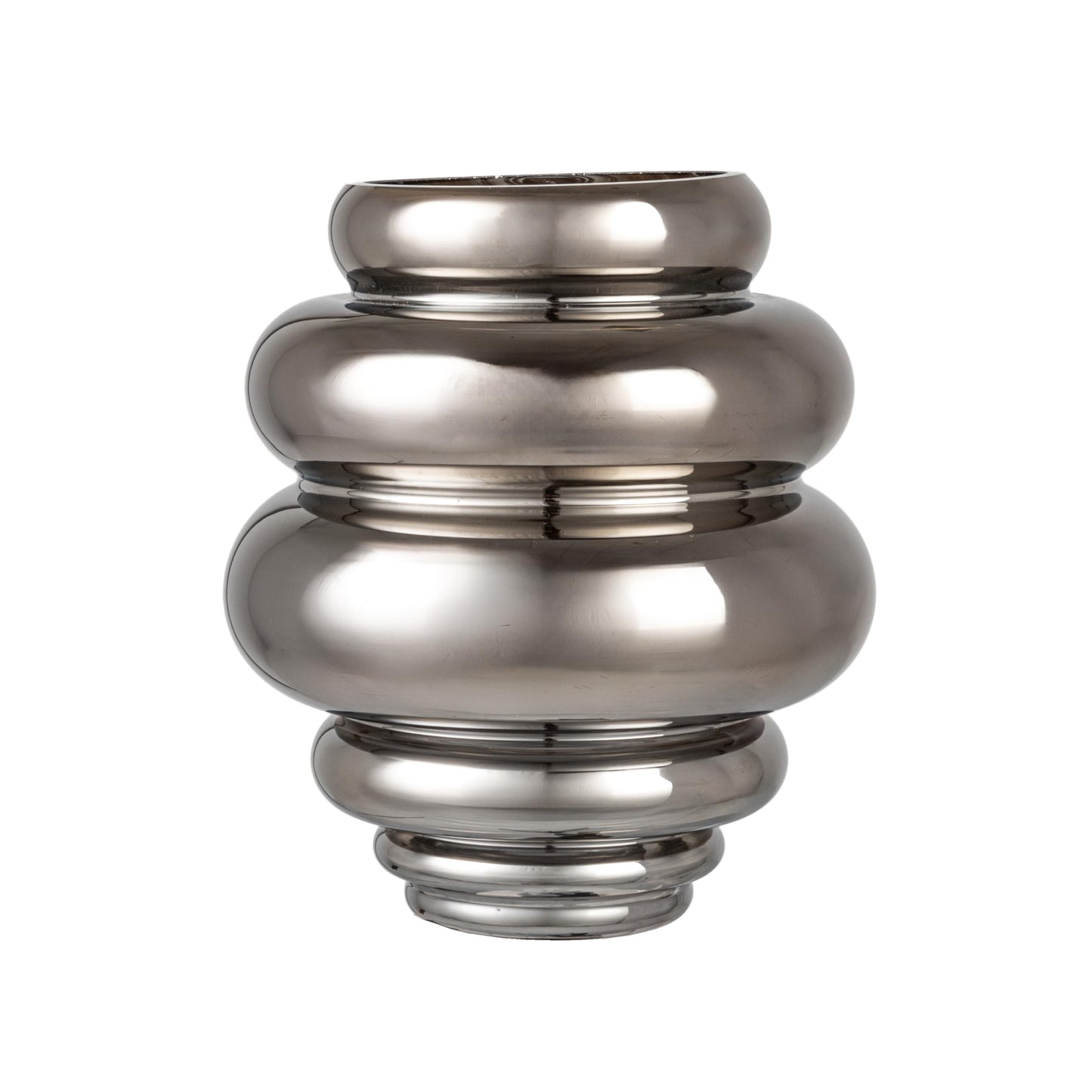 Bloomingville Ribbed Glass Vase, Chrome Finish, Brown