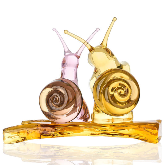 RONG KRISTO Crystal Cute Snail Figurine Collection Handmade Blown Glass Ornament Statue Animal Collectibles Desktop Animal Wallpaper