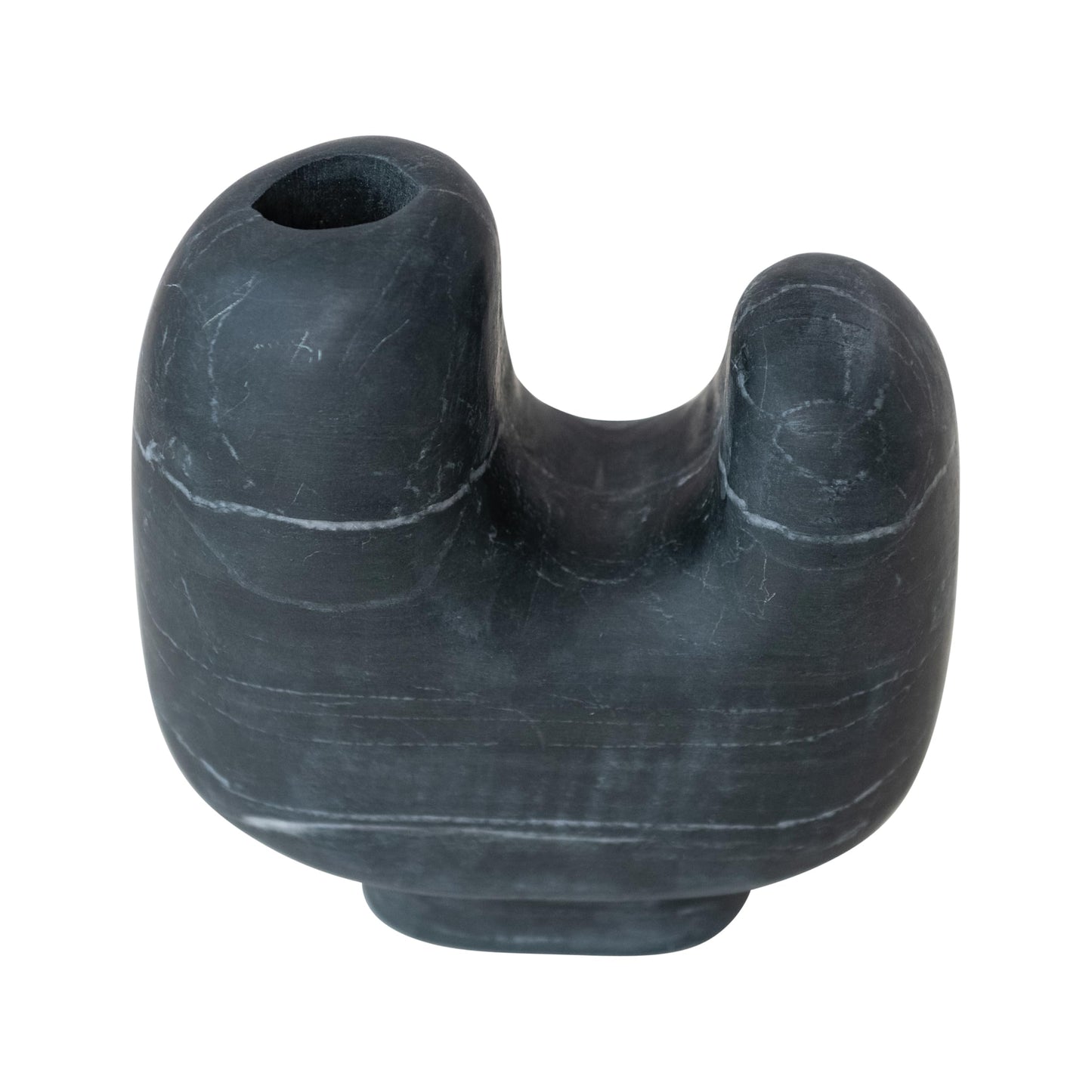 Bloomingville Marble Organic Shaped Footed Vase, Black