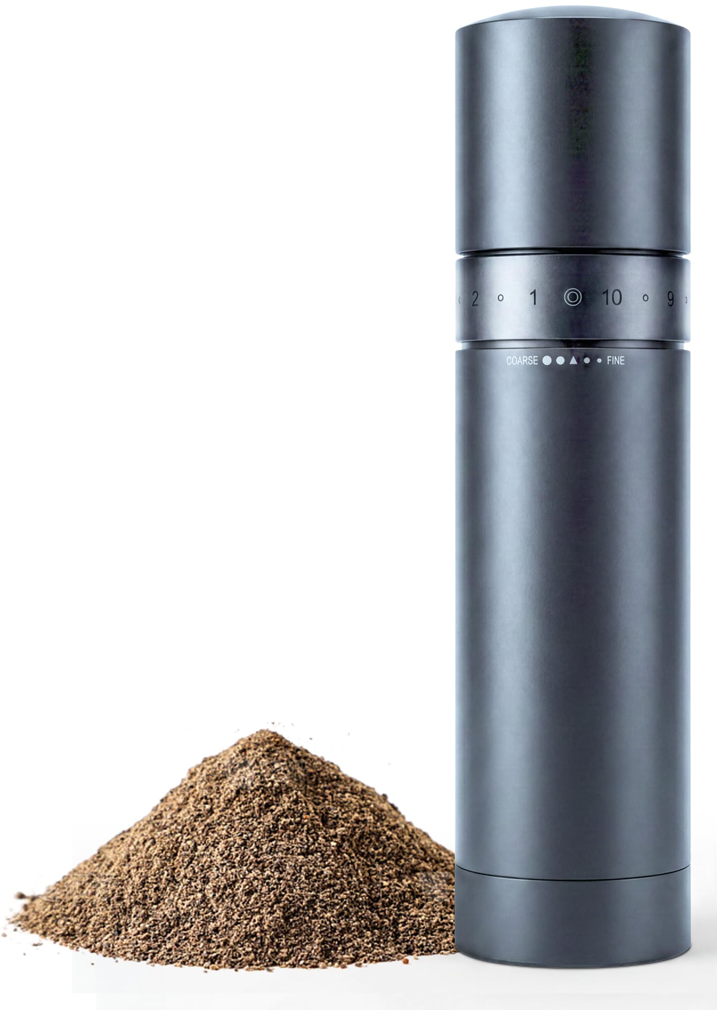 Manual Pepper Grinder with External Adjustment — All-Metal Pepper Mill with 1-Second Precision Grind Control, Smooth Fast Grinding, No-Mess Magnetic Base, Stainless Steel Burr (Deep Gray)