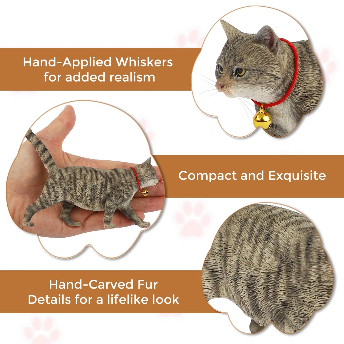 MMOS X JXK Walking Cat Figurine, Resin Cat Statue with Intricate Texture Details, Cat Gifts for Cat Lovers, Home Decor for Cat Lovers