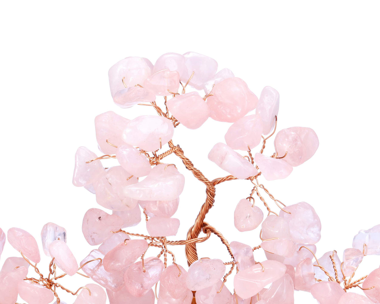Jovivi Feng Shui Natural Rose Quartz Crystal Money Tree Resin Base Healing Stones Bonsai Style Tree Large Decoration for Wealth and Luck 9.5 Inches