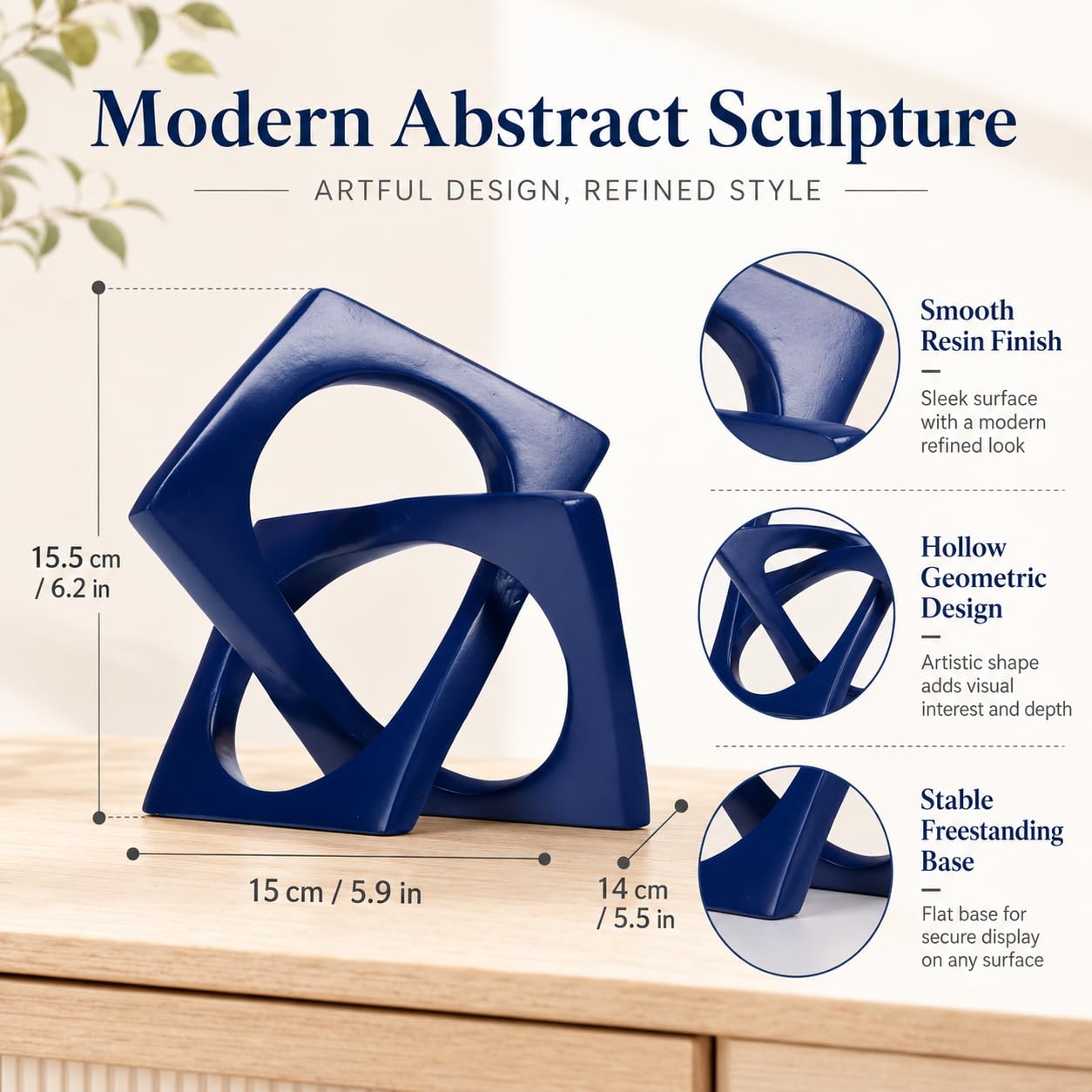 XMGZQ Navy Blue Knot Statue for Coffee Table Centerpiece Decor,Modern Abstract Art Geometric Sculpture and Figurines, Home Decor Accent,Cube Knick Knacks for Shelves,Bookshelf,Entryway,Floating