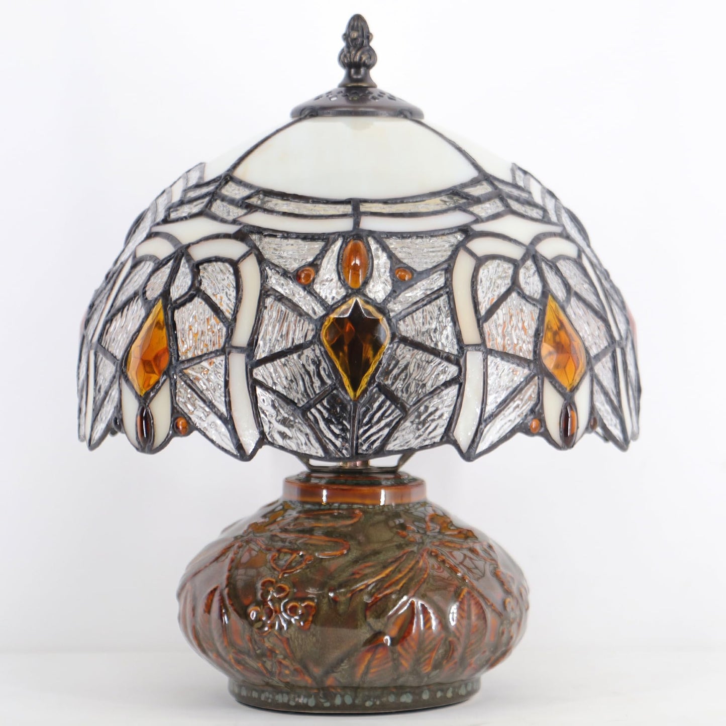 HZYFFYU Small Tiffany Table Lamp Mini Mushroom Stained Glass Lamp Memory Sympathy lamp 10X11 Inch (Crystal Style)