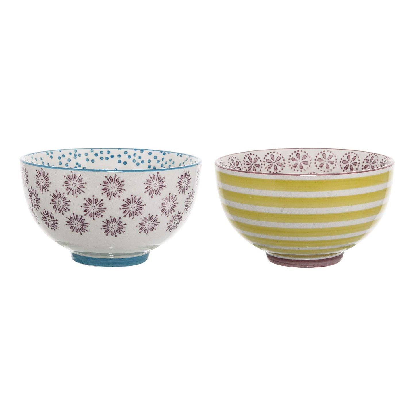 Bloomingville Ceramic Bowls Patrizia Set of 2 Colorful Handmade Stoneware Bowls 9.75 fl oz Serving Dishes for Ice Cream, Snacks, Sides Microwave & Dishwasher Safe Scandinavian Design