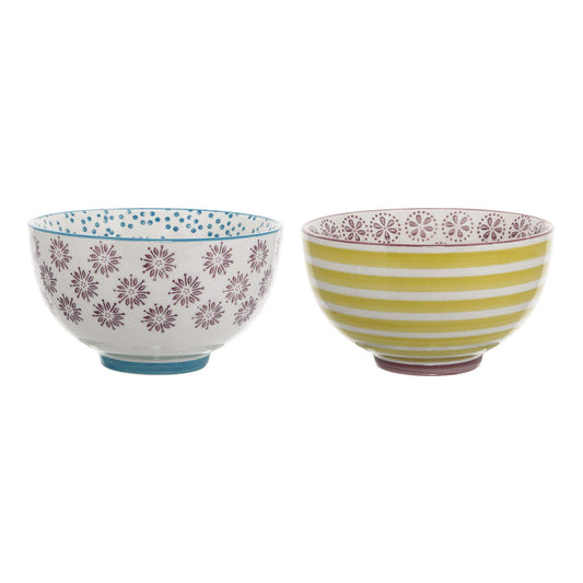 Bloomingville Ceramic Bowls Patrizia Set of 2 Colorful Handmade Stoneware Bowls 9.75 fl oz Serving Dishes for Ice Cream, Snacks, Sides Microwave & Dishwasher Safe Scandinavian Design