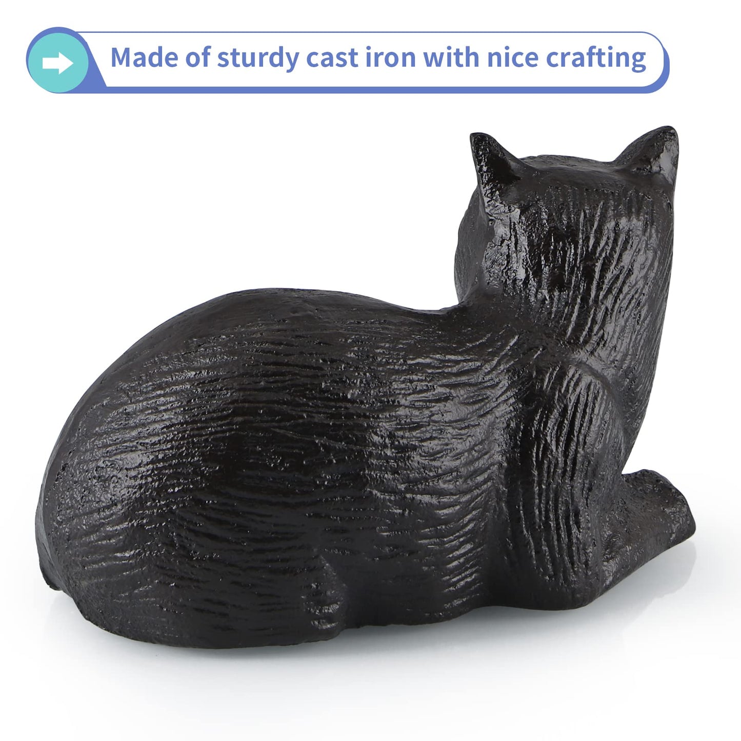 MOLIGOU Cast Iron Cat Statue, Cat Figurine Home Decor, Cat Sculpture Decor for Shelf, Garden