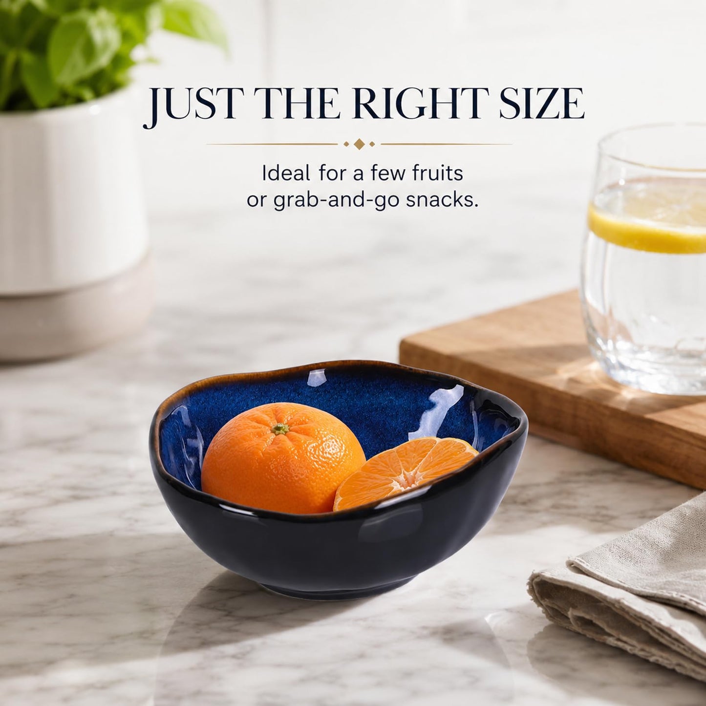 XIYOUQI 6" Blue Ceramic Decorative Bowl, Key Bowl for Entryway Table, Candy Dishes, Salad Bowl, Fruit Bowl for Kitchen Counter, Blue Small Jewelry Trinket Dish for Bedroom, Bedside Table, Living Room