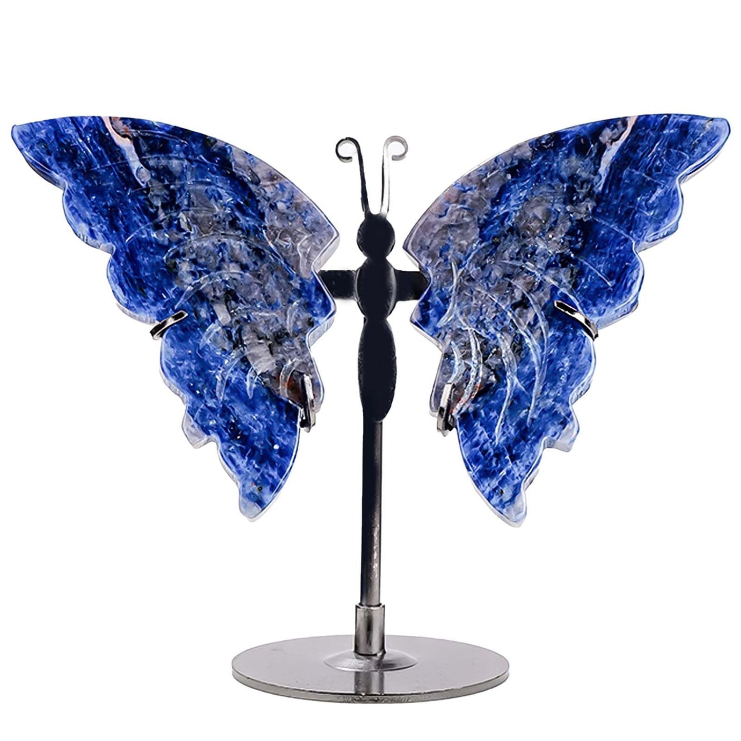 Apengshi Crystal Butterfly Ornament, Amethyst Agate Wings, Home Office Tabletop Decor (Sodalite)