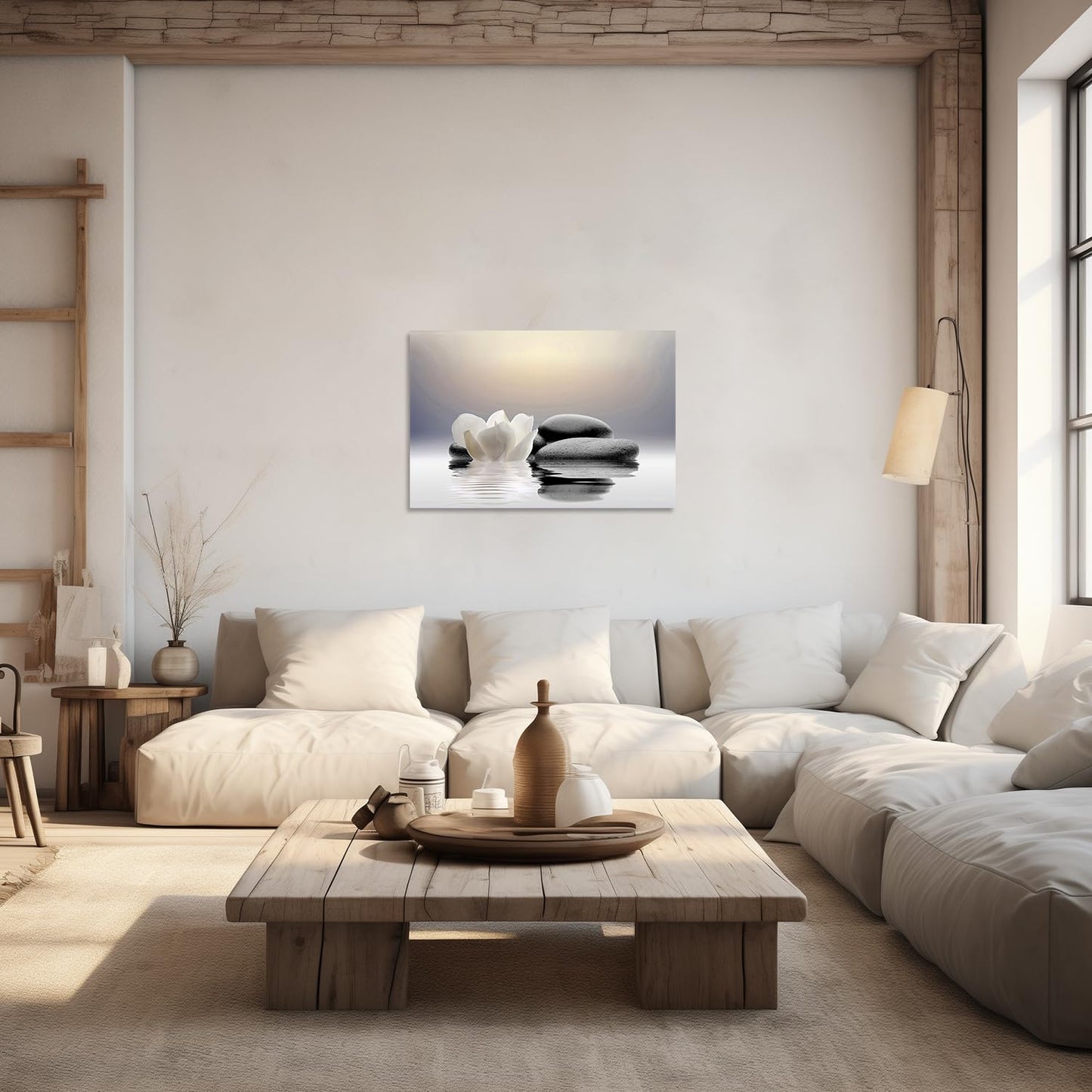 LZIMU Zen Canvas Wall Art Lotus Flowers and Stones Spa Pictures Wall Decor Art Prints for Yoga Meditation Room Decor (16x24in (40x60cm))