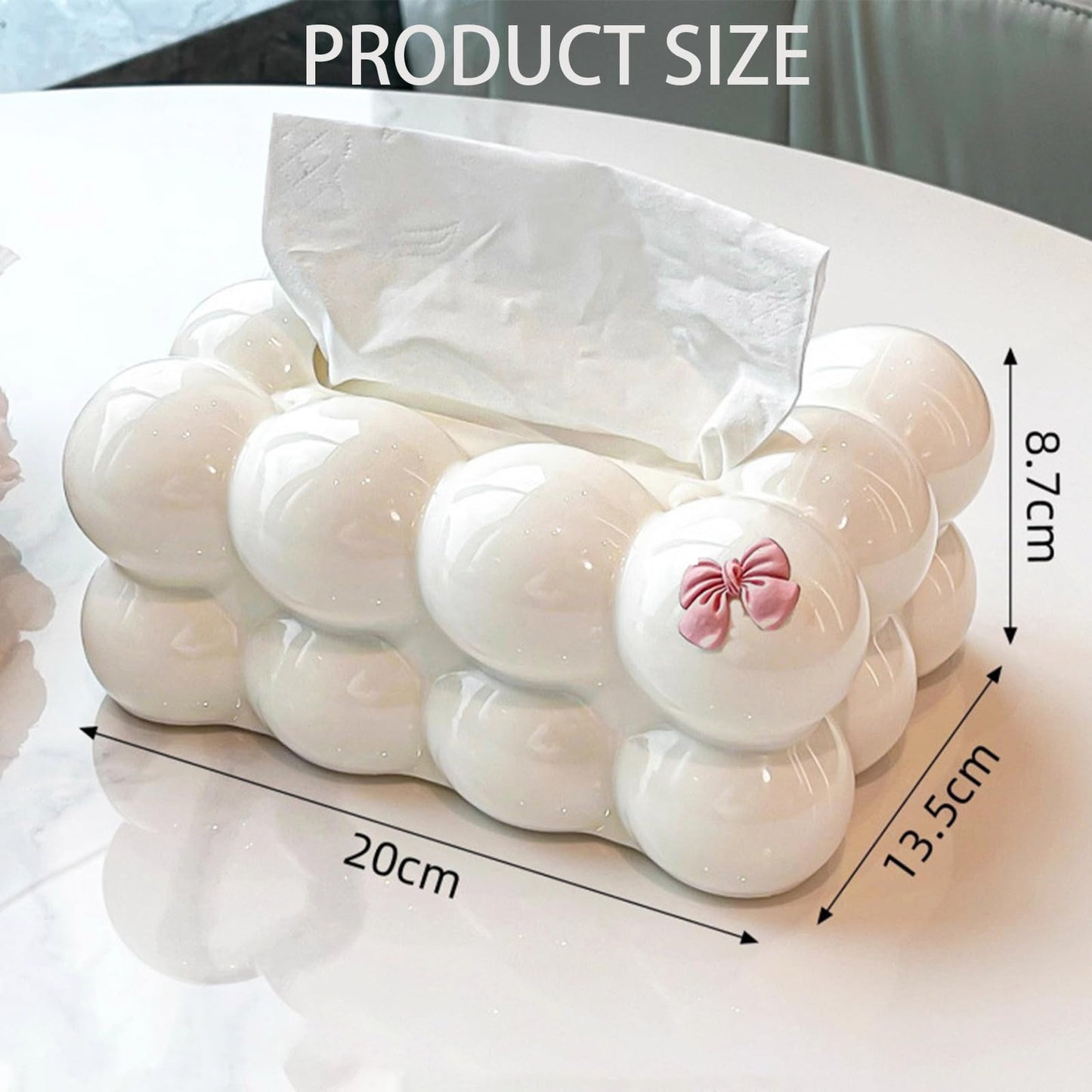 Bazasa White Decorative Tissue Holder Ceramic Tissue Box Cover Porcelain Bathroom Accessories Modern Home Decor for Women