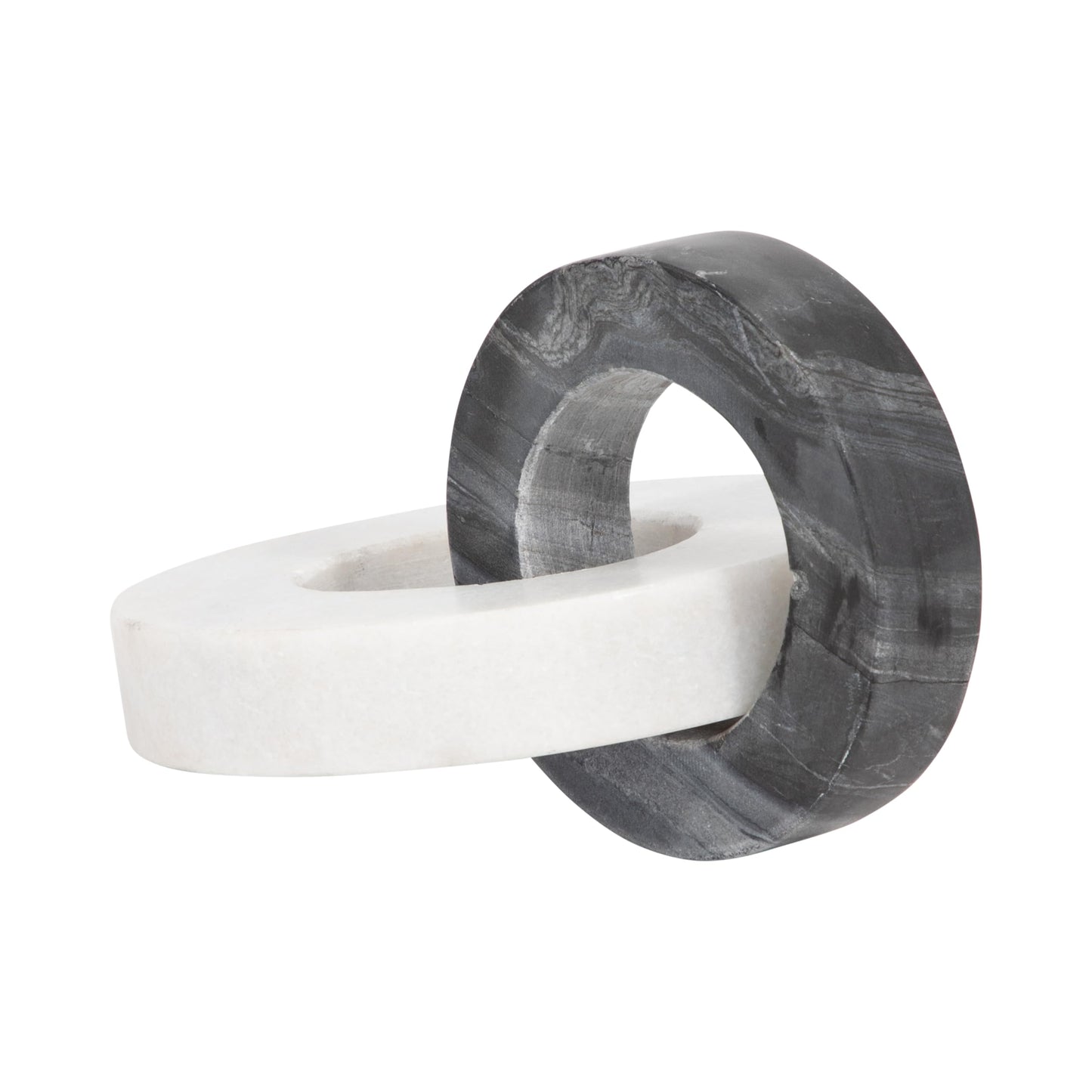 Home Decor and Bathroom Decor Marble Double Ring – Modern Shelf Sculpture and Office Accents for Room Styling – Coffee Table Ornaments and Living Room Decor Statues Design – 6", White & Black