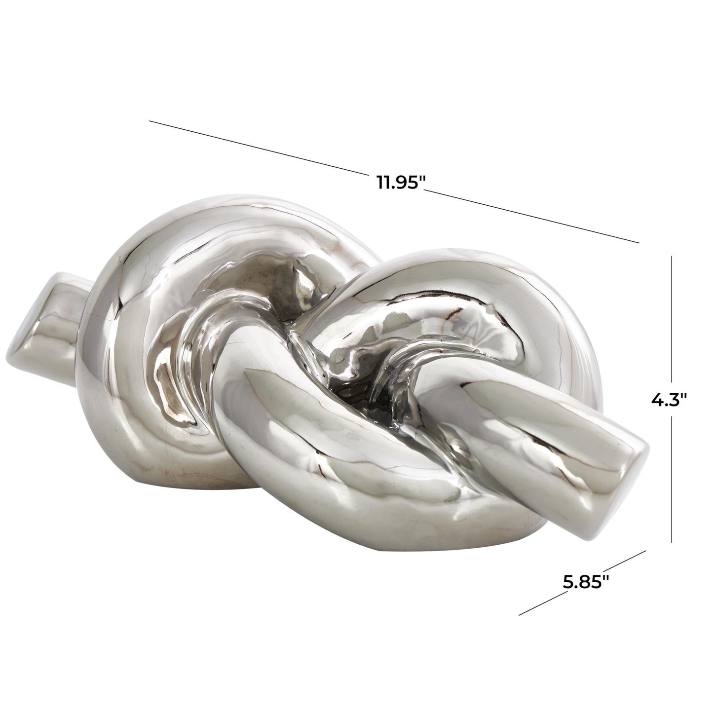 Deco 79 Ceramic Knot Decorative Sculpture Abstract Home Decor Statue, Accent Figurine 12" x 6" x 4", Silver