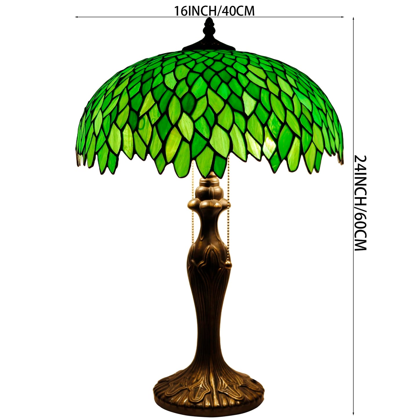 WERFACTORY Tiffany Table Lamp Stained Glass Bedside Lamp Desk Reading Light