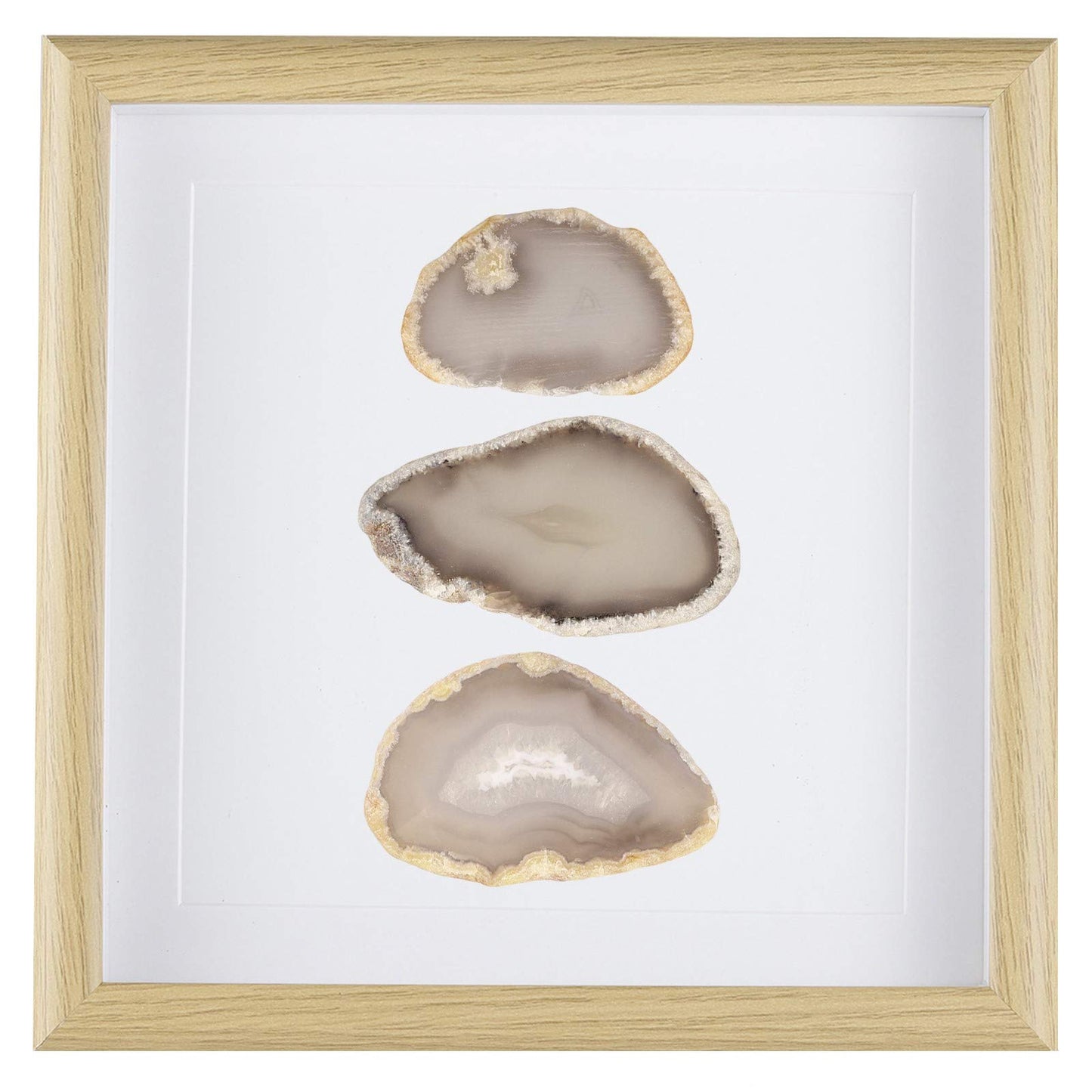 Amogeeli Framed Geode Agate Slice Wall Art, Healing Crystal Agate Stone Framed Panel Decor for Home Office, 8.7 inches