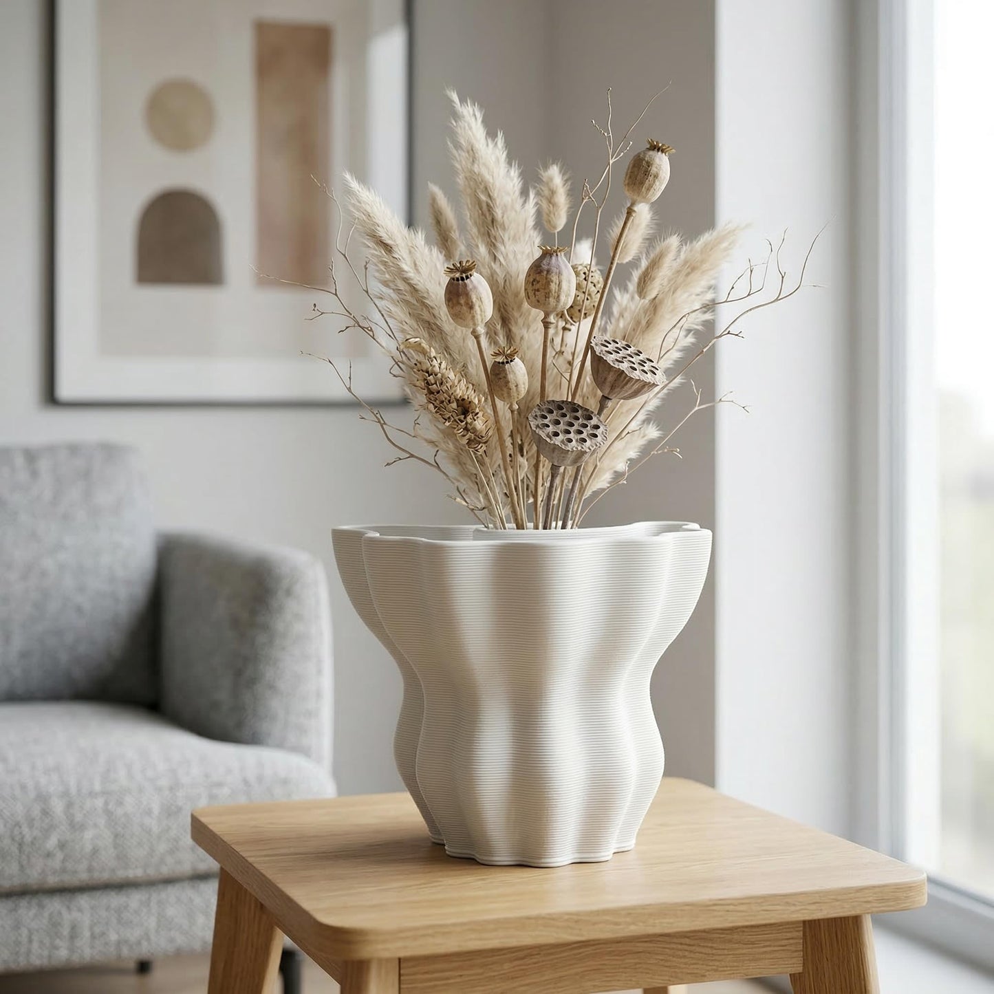 Contemporary White Ceramic Vase, Abstract Irregular Shape Sculptural Accent for Home Decor, Modern Artistic Centerpiece for Coffee Table or Bookshelf