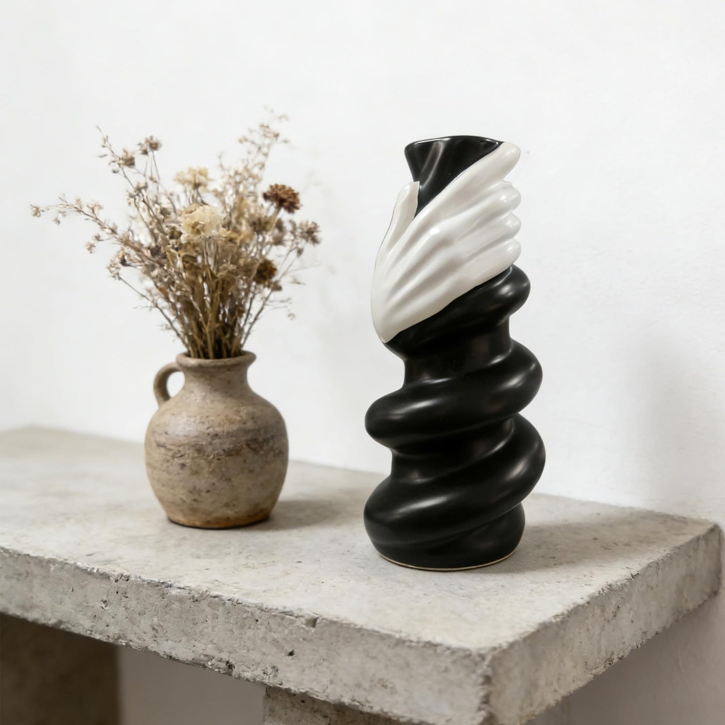Hand Vase Ceramic Sculpture for Table and Entryway Decor