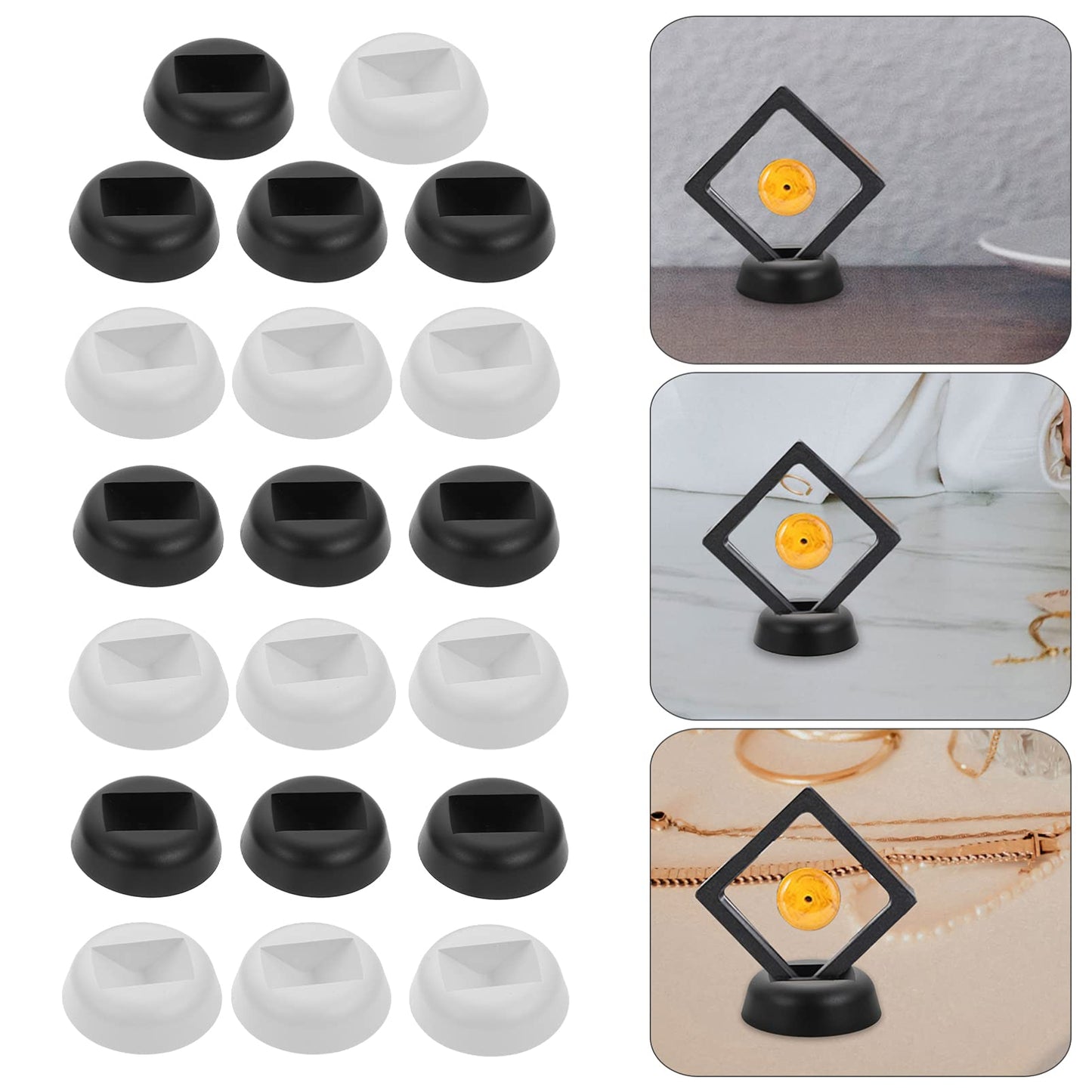 NUOBESTY 40Pcs 3D Floating Display Case Display Frame Holder Base Jewelry Display Rack for Antique Challenge Coins Gems Mineral