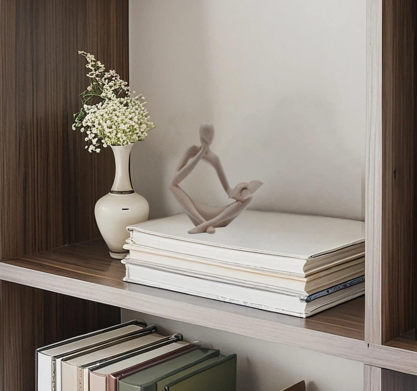 ZMLOOK "Reading Woman Thinker Sculpture is a Modern Abstract Decorative piece, a Favorite Among Book Lovers and Thinkers, Suitable for Placement in Living Rooms, Offices, and bedrooms. (Sandstone B)