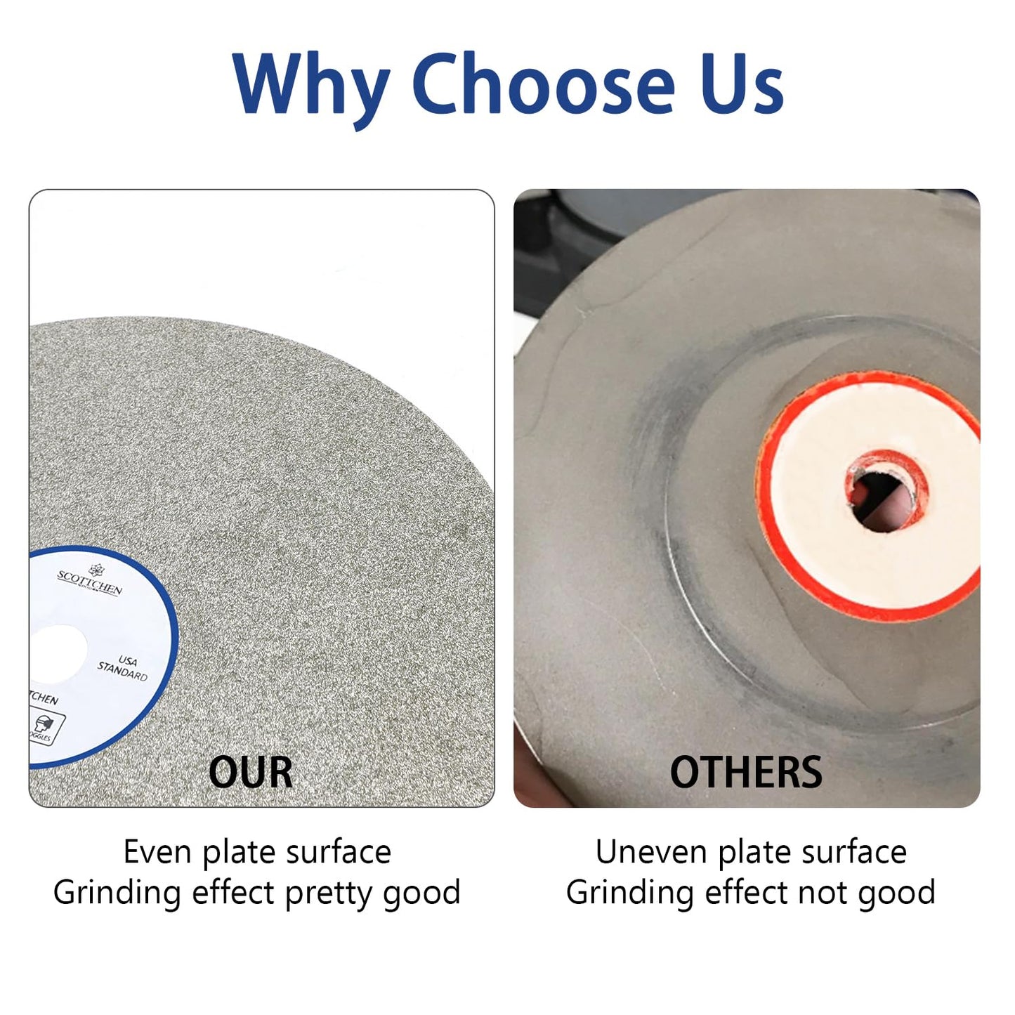 SCOTTCHEN Diamond Flat Lap Wheel 8" x 1/2" Grinding Sanding Disc Lapping Polishing Disc-80 Grit