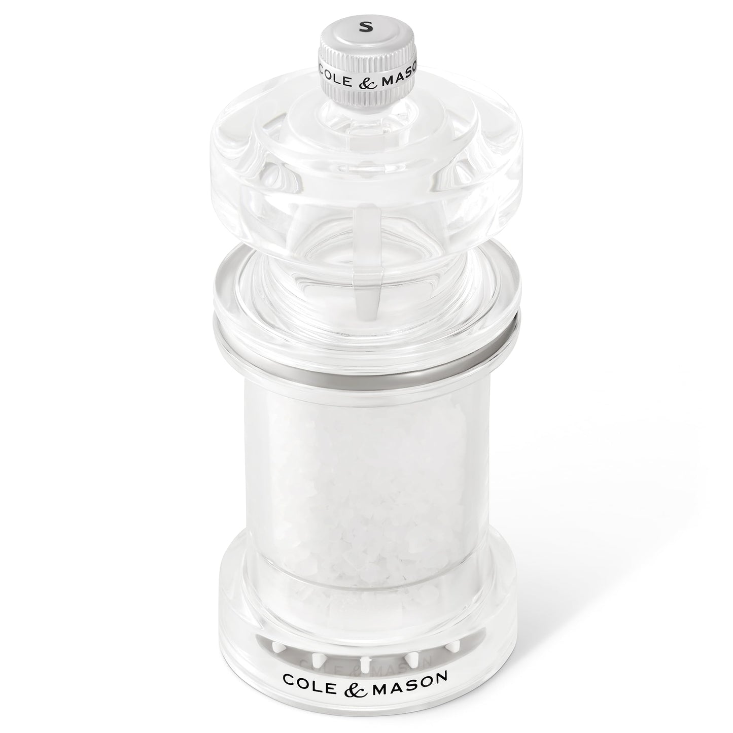 Cole & Mason 675 Refillable Spice Mill - Kitchen & Home Accessory - Salt & Pepper Grinder Set - Salt & Peppercorn Included - Acrylic - Salt & Pepper Set 4.5"