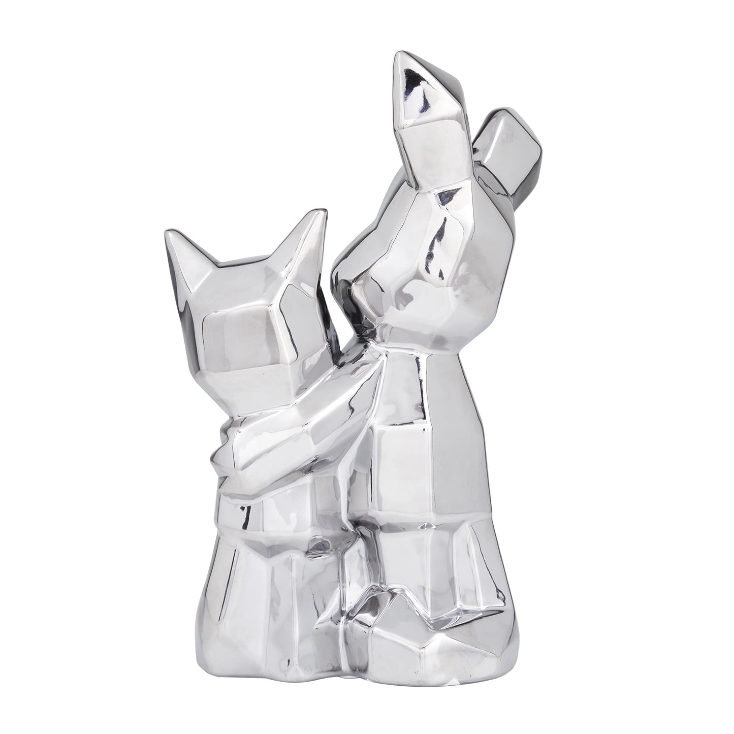 Deco 79 Porcelain Dog Cubist Sculpture, 8" x 5" x 12", Silver