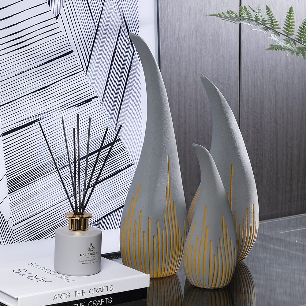 MODIRNATION 'Teardrop' Modern Ceramic Vase, Contemporary Minimalistic Design, Unique Elegant Flower Vase, Decor for Living Room Bedroom, Kitchen, Home and Office (Large)