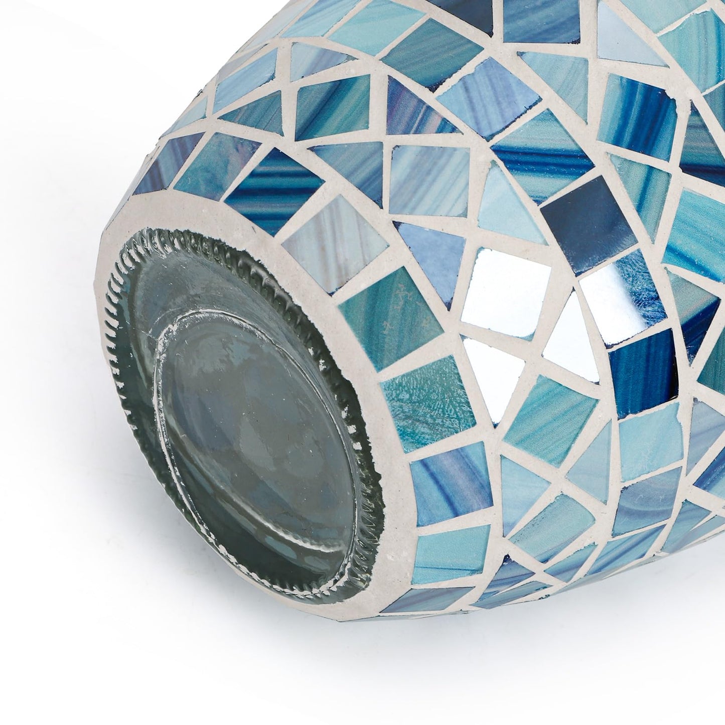 SOUJOY Mosaic Vase, Glass Blue Flower Vases for Centerpieces, Handmade Bud Vase for Wedding Flower Arrangeme, Living Room, Kitchen, Home Decor