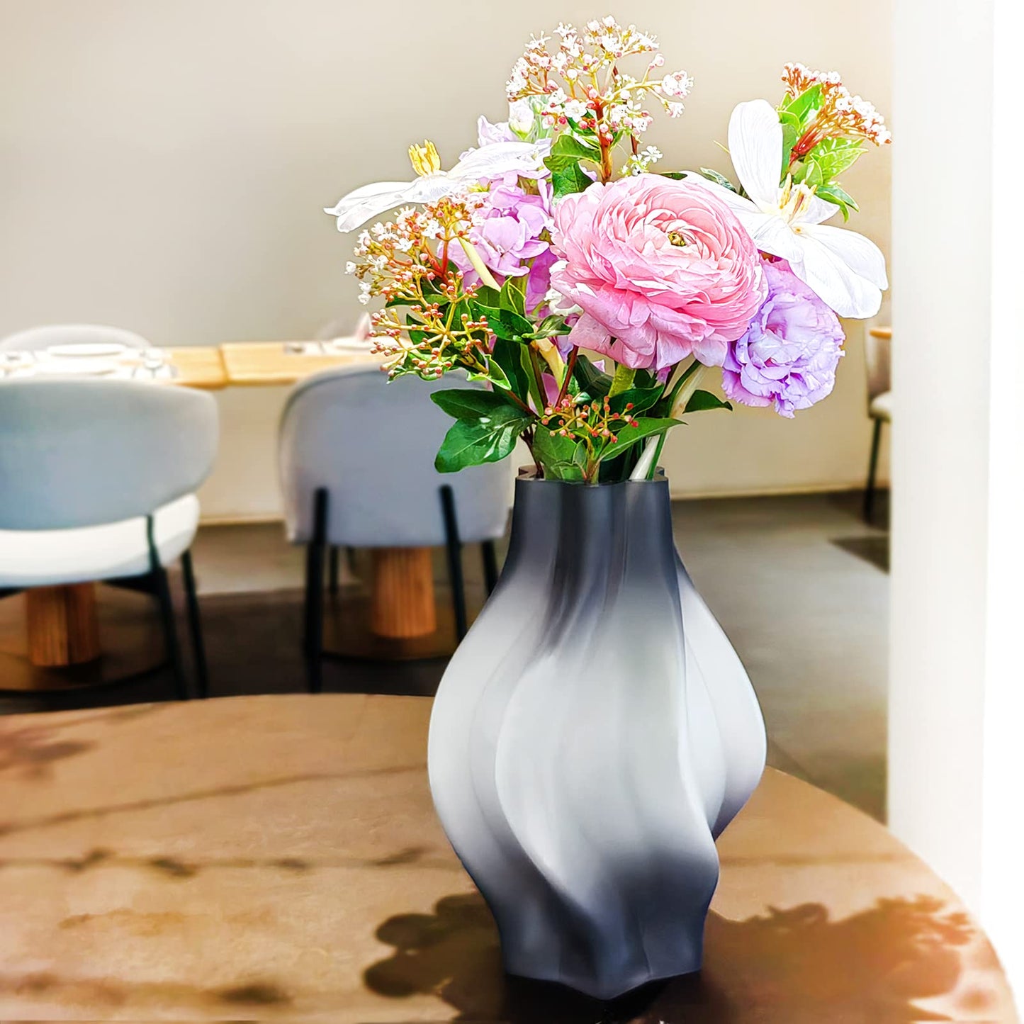 Serdic Modern Glass Flower Vase for Home Decor - Decorative Vase for Living Room, Bedroom, Dinner Table, Wedding Decorations (Grey)