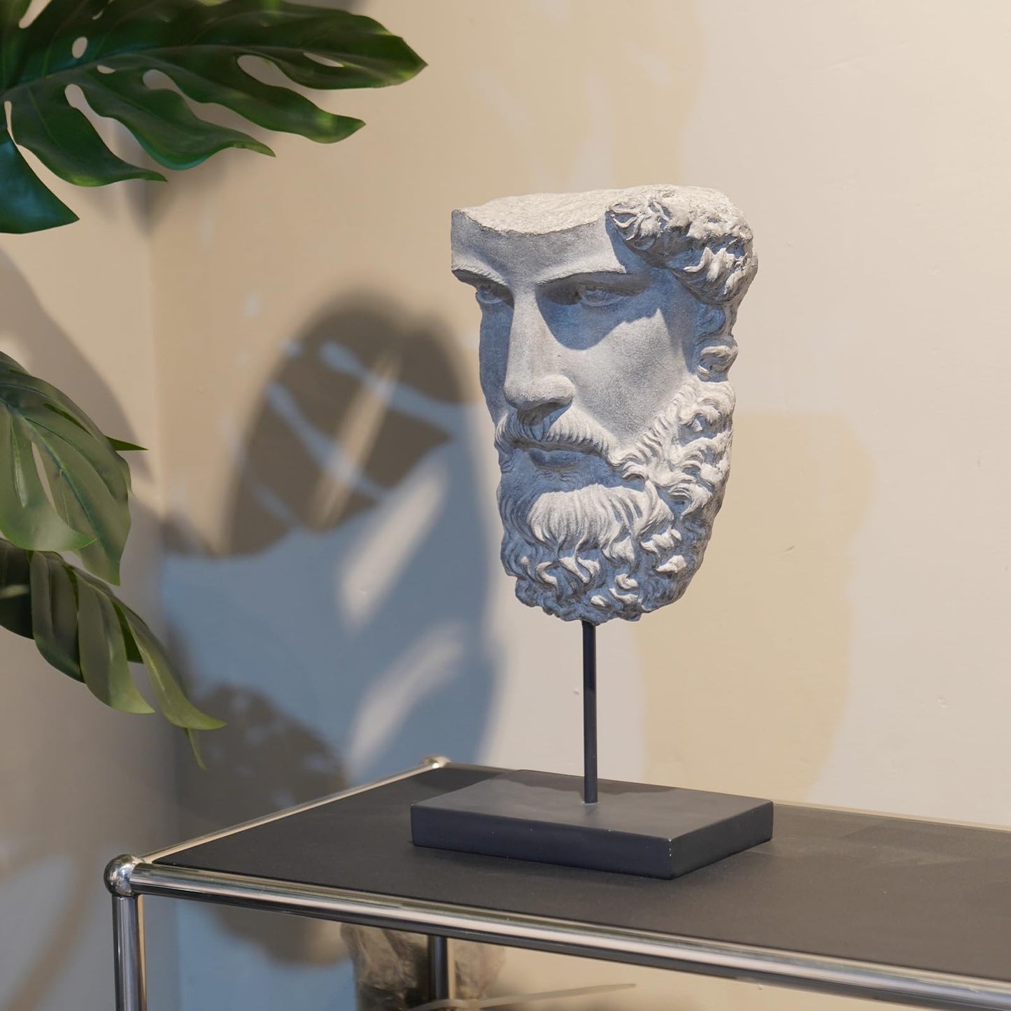 Greek Statue Sculptures Home Decor - Resin Bust Statue Zeus Statue on Metal Pole and Resin Base Greek God Statues for Living Room Shelf Office Table TV Stand Art Decor 8.25*4.5*16 Inch LC Lcdecohome