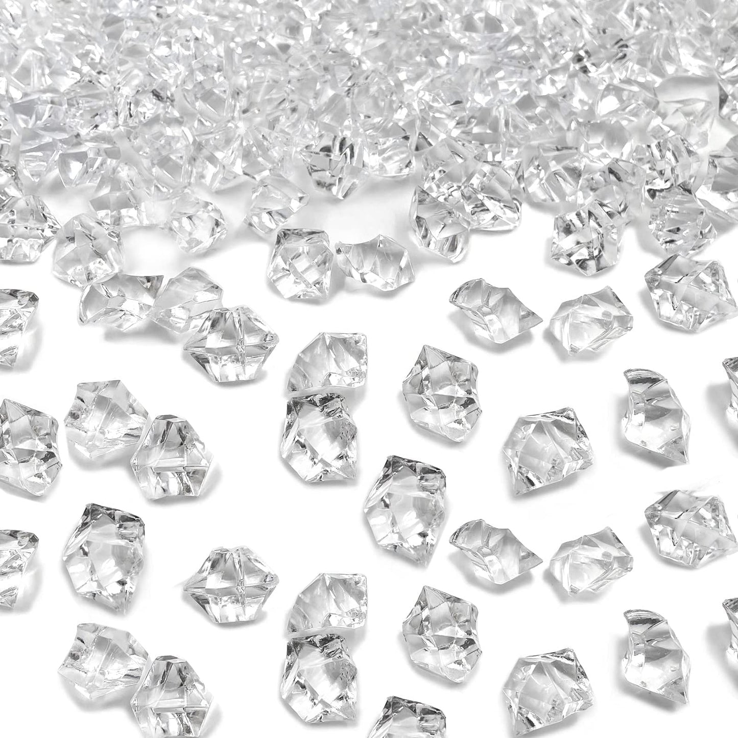 LYFJXX Fake Ice Cubes, 1000 Pcs Acrylic Ice Rocks for Centerpieces, 11 * 14 mm Artificial Ice Table Scatter, Fake Crushed Ice Acrylic Vase Fillers Christmas Decorations