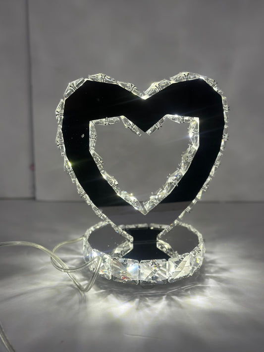 Vase Branch Glass Crystal Heart Table Lamp, LED Light