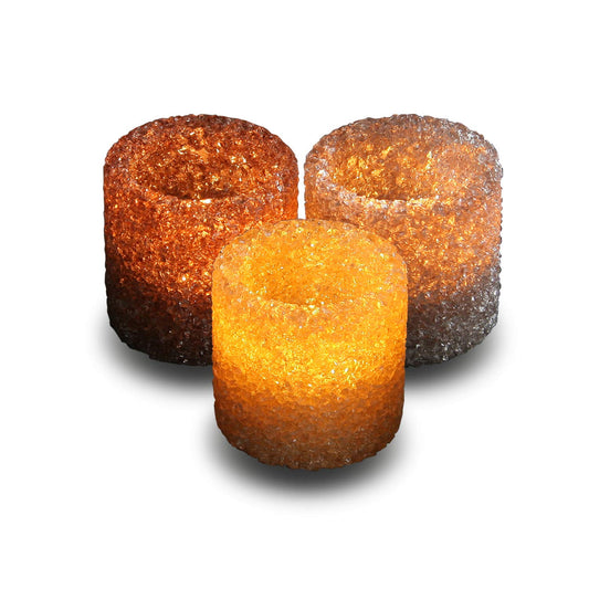 3 Pack Tealight Candle Holders Decorative Colorful Glass Cullet Tea Lights Votive Holders for Home Décor Wedding Halloween Christmas Decorations Table Centerpieces Party Favors Gifts 2.8”(D)x2.8”(H)