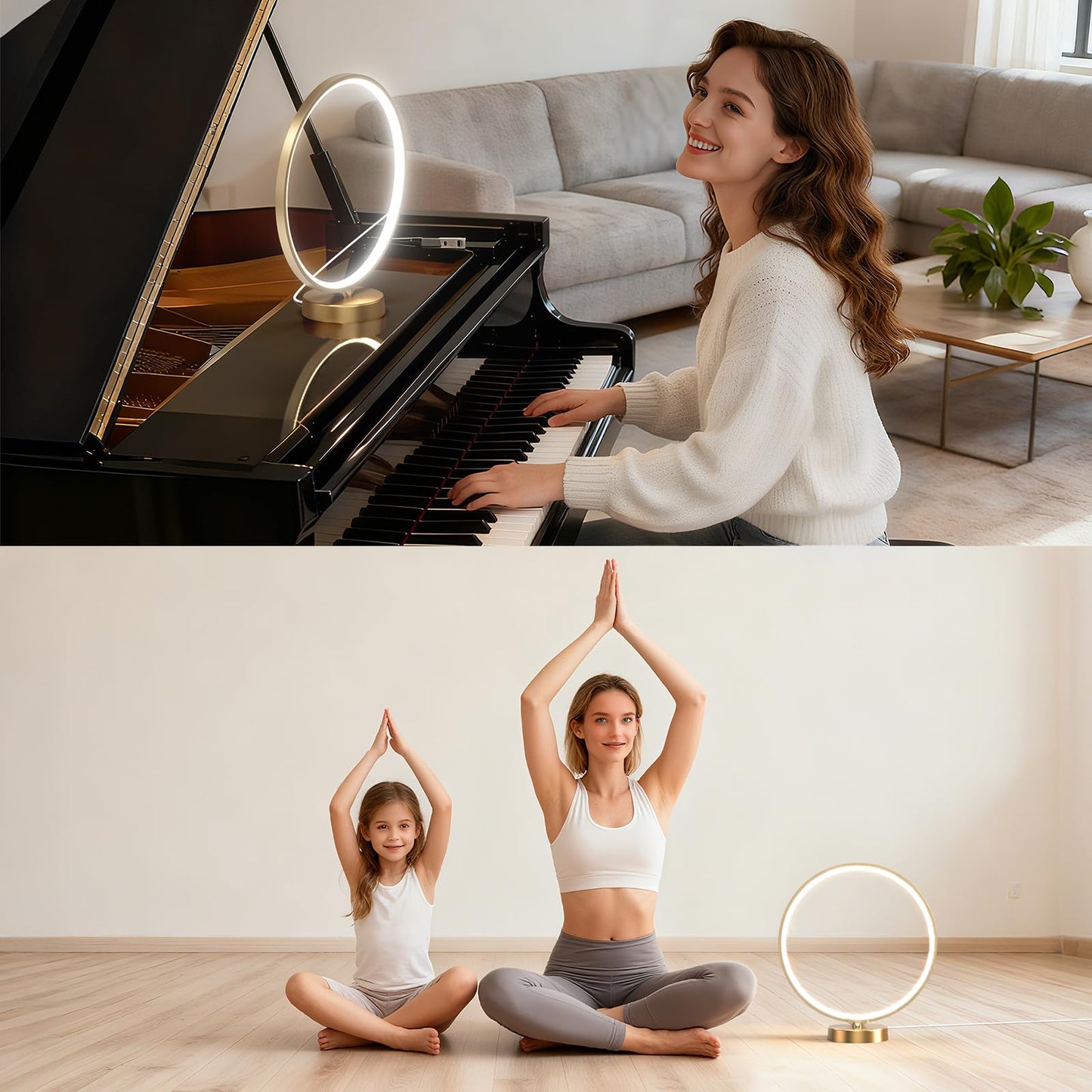 Doraubia Sunlight Lamp,10000 Lux Sun Lamp,Daylight Lamp with 3 Color Temperatures, Stepless Brightness, Memory Function &Timer Natural Lamp, Desk Lamp Table Lamp for Home-Gold
